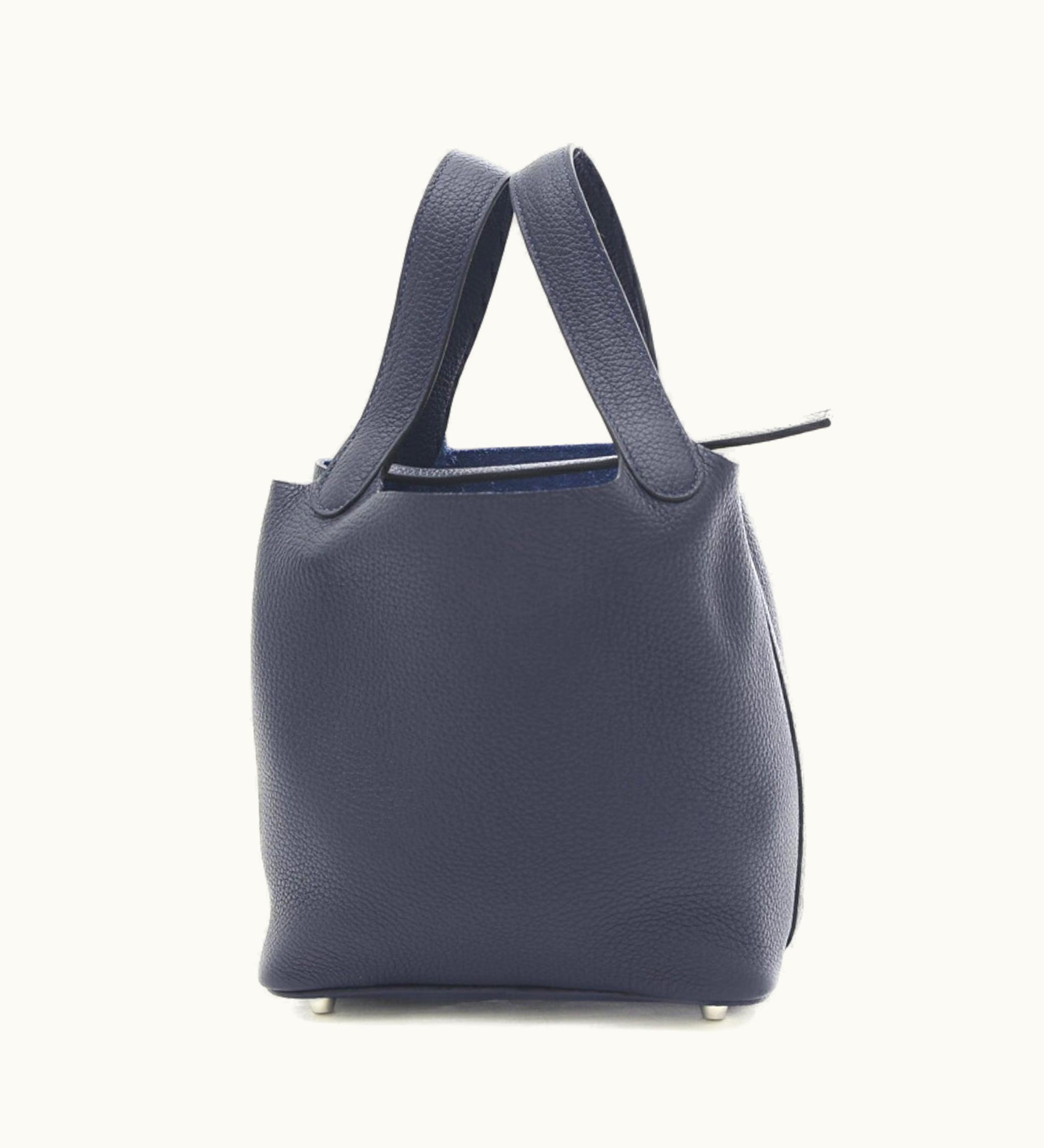 Hermès Hermès Picotin Lock PM 18 Handbag Taurillon Clemence Bleu Nuits Silver Hardware U Stamp