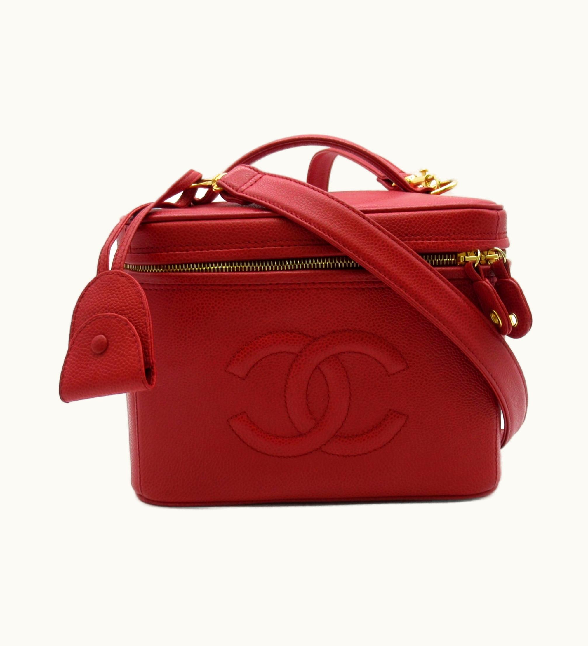 Chanel Chanel 2Way Vanity Bag Red Caviar Skin [Grained Calf]