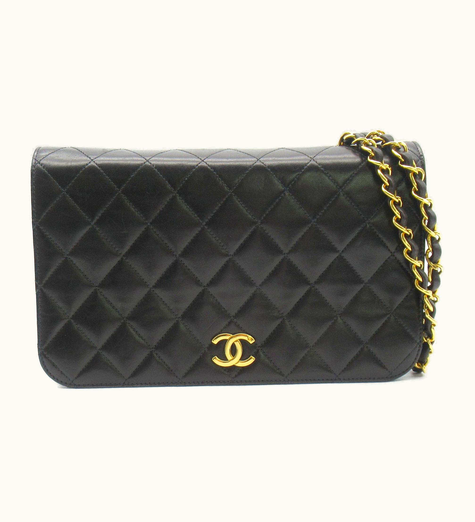 Chanel Chanel Push Lock Chainshoulder Black Lambskin [Sheep Leather]