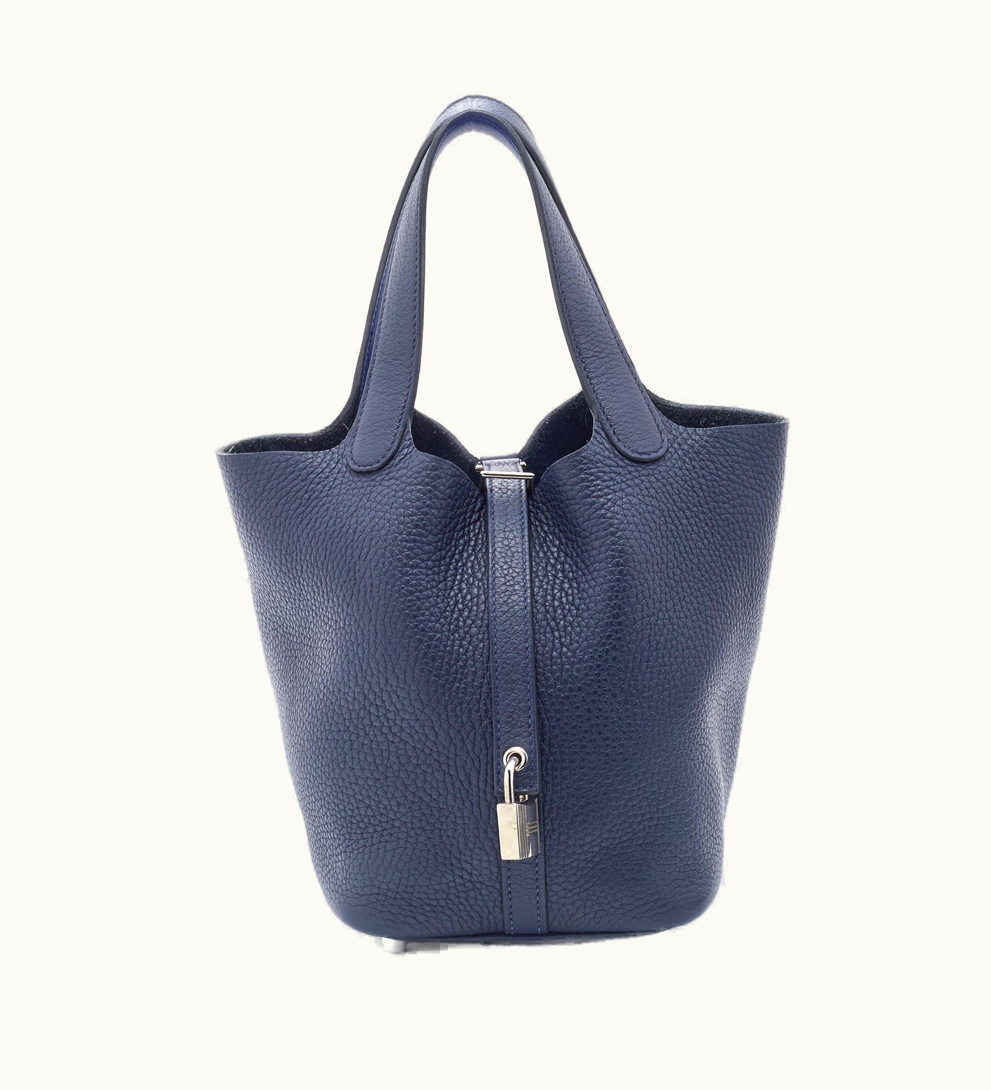 Hermès Hermès Bleu Nuit/Bleu Encre Togo Leather Picotin Lock 18 Bag