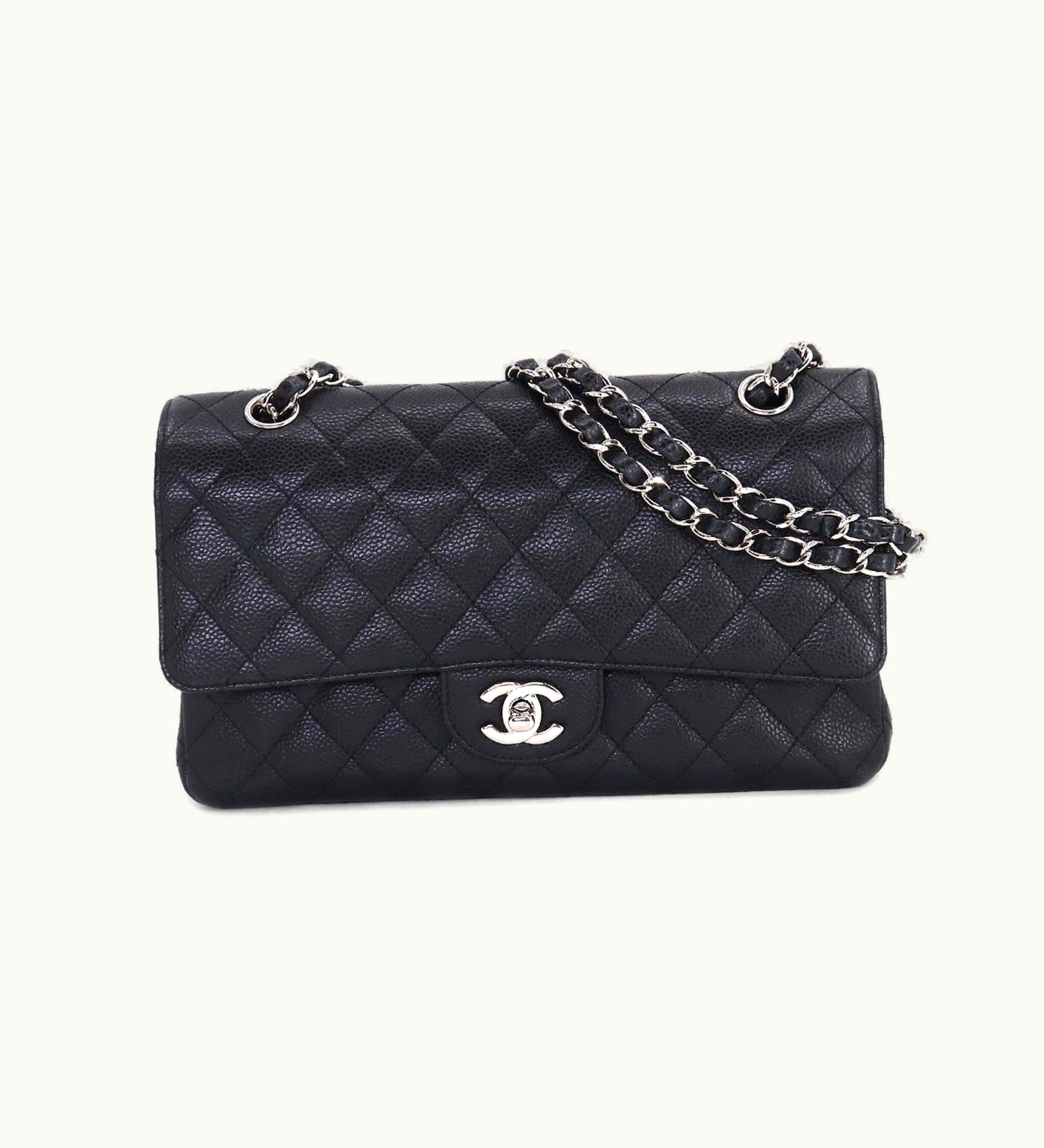 Chanel Chanel Matelasse 25 Chain Shoulder Bag Caviar Skin Black A01112 Silver Hardware Coco Mark