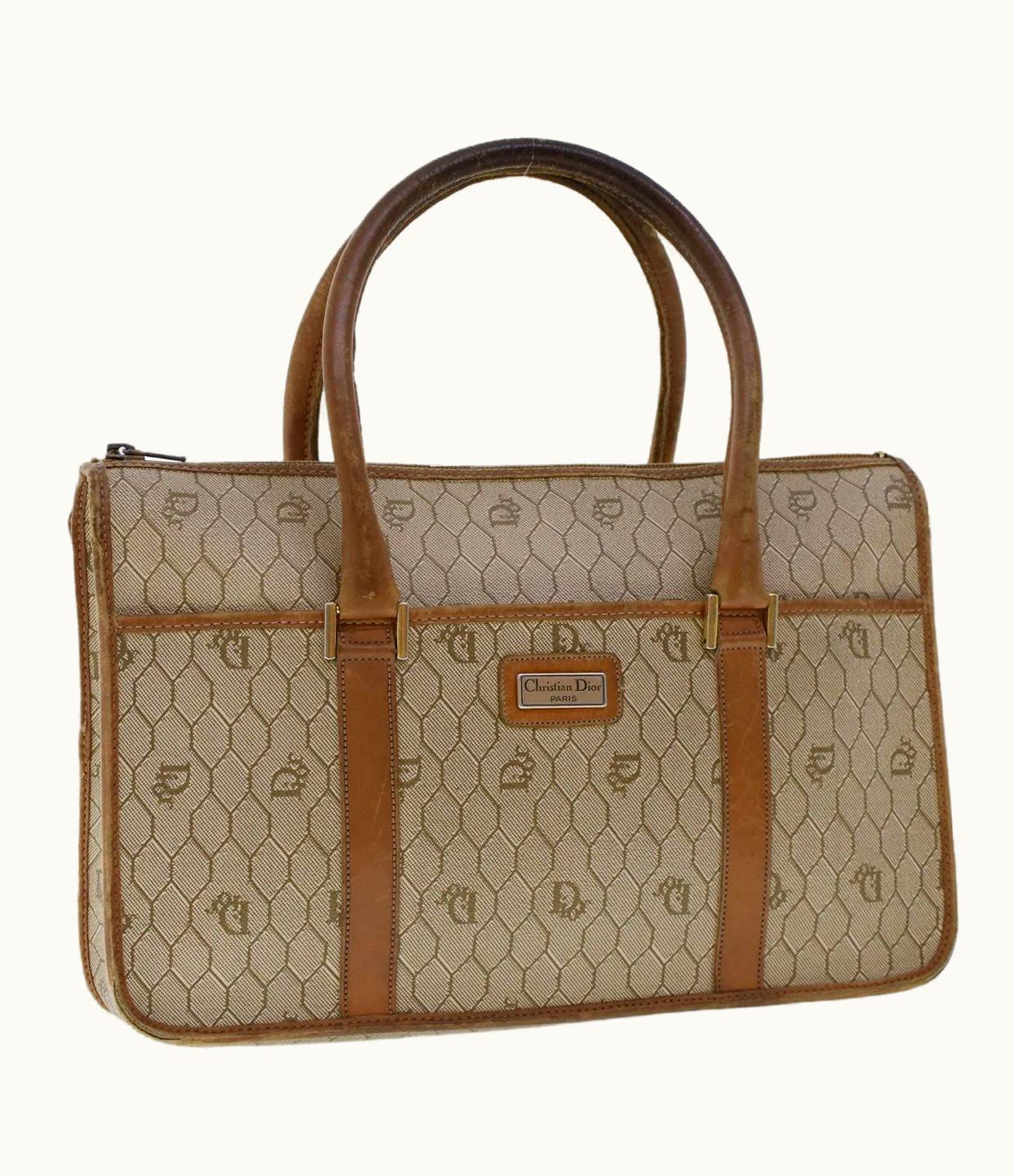 Dior Dior Honeycomb Canvas Handbag Beige
