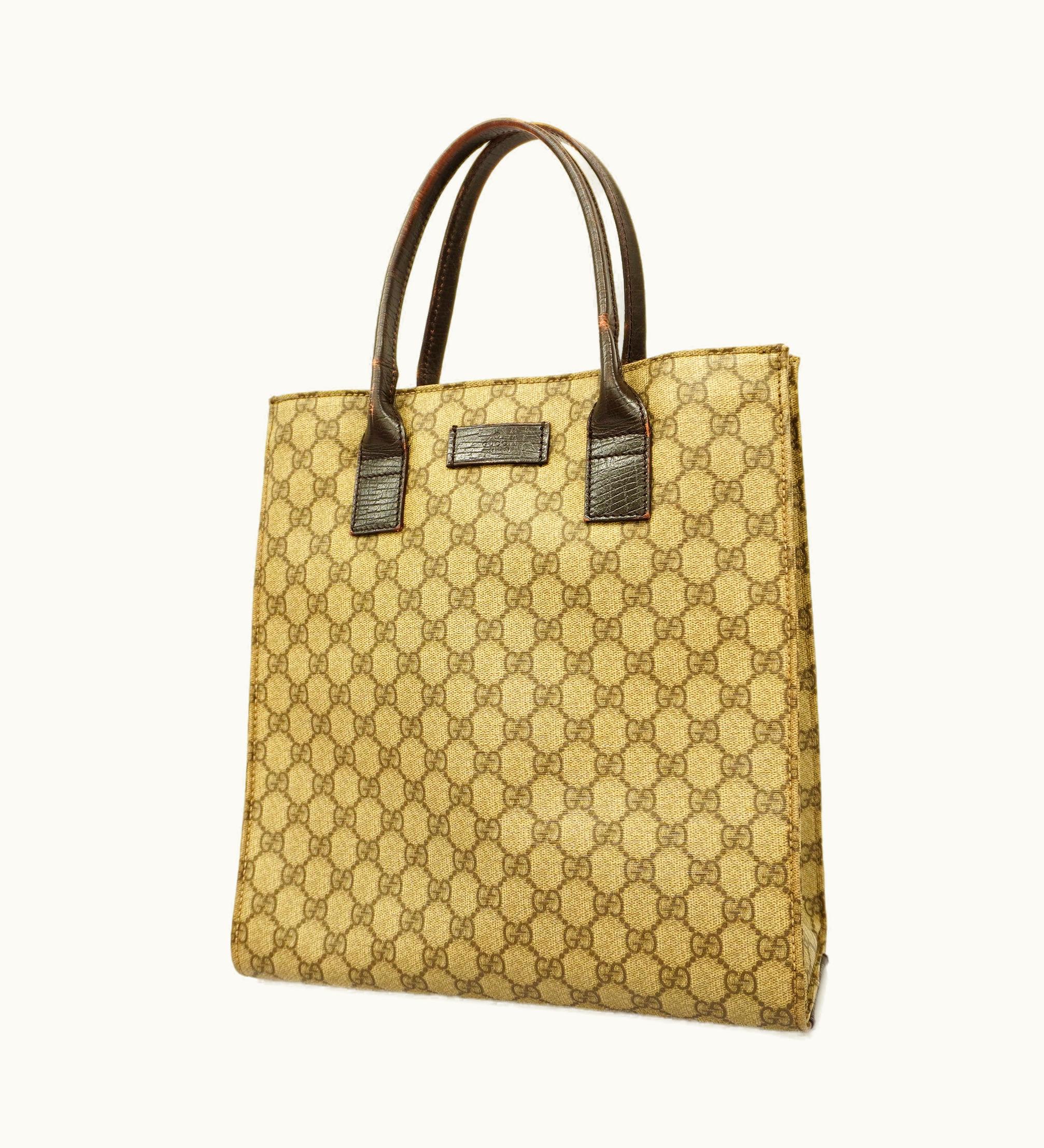 Gucci Gucci 91249 Women's GG Supreme, Leather Tote Bag Beige, Brown