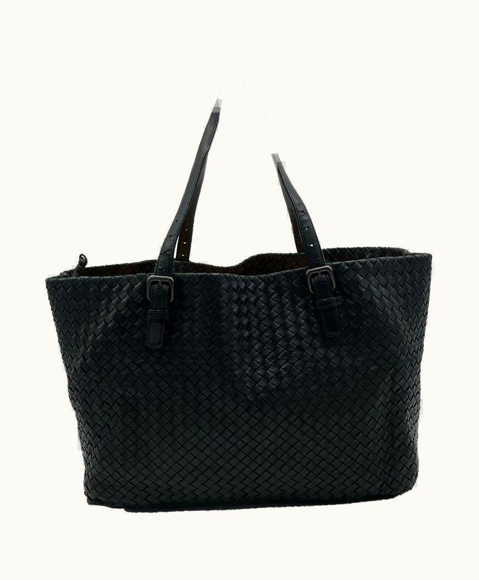 Bottega Veneta Bottega Veneta Black Woven Leather Shoulder Bag Tote