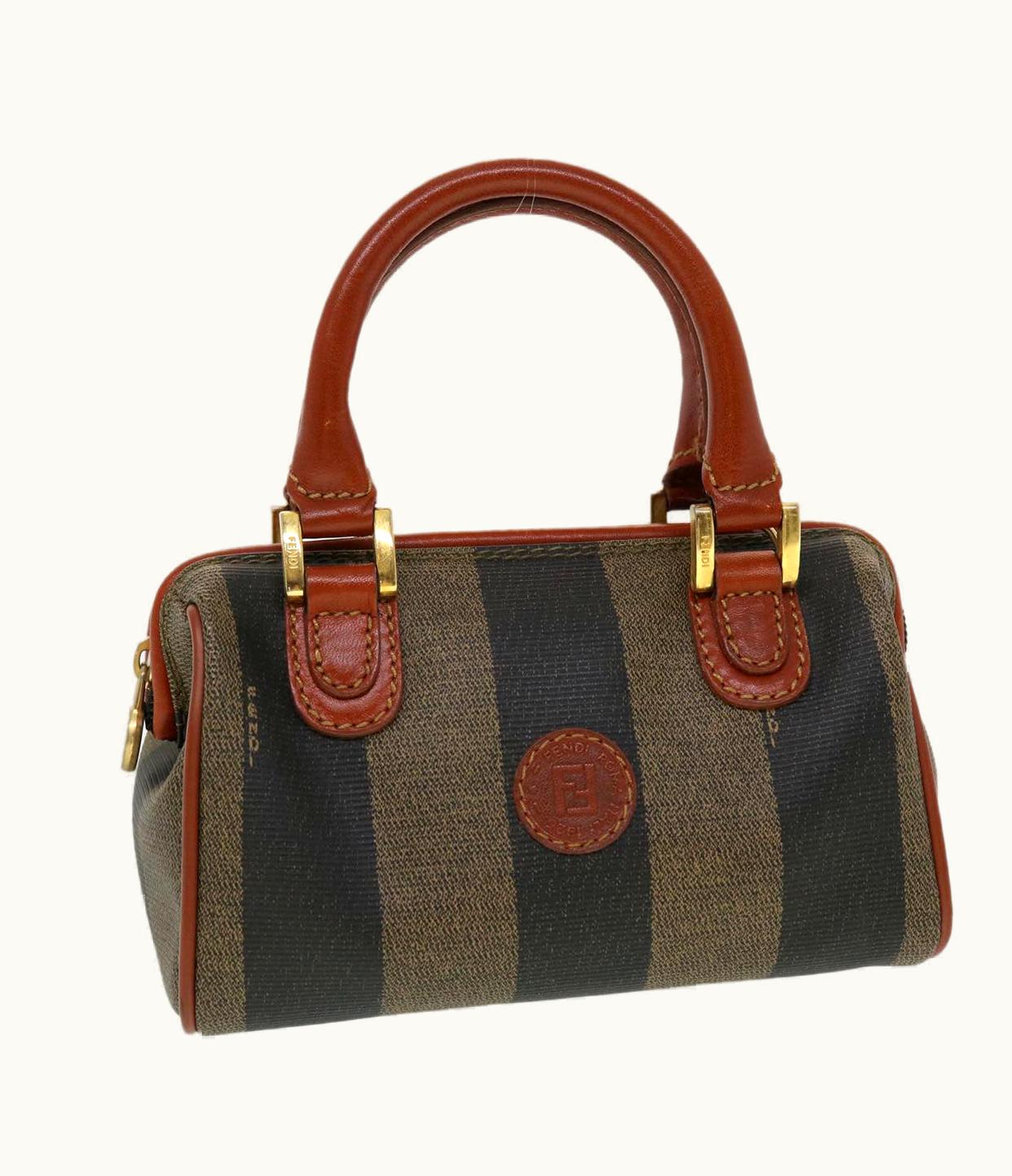 Fendi Fendi Pecan Canvas Mini Hand Bag Brown Black
