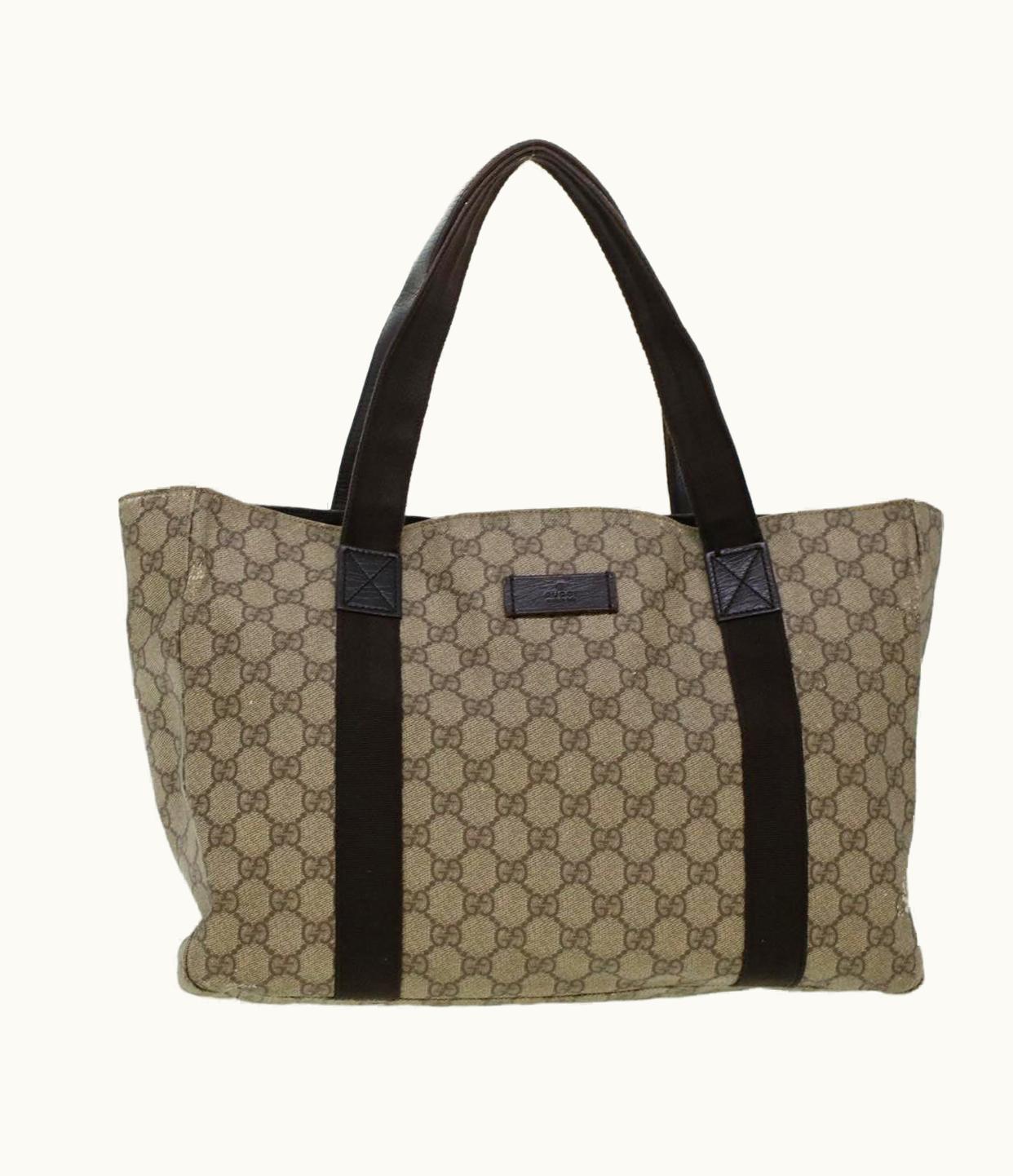 Gucci Gucci GG Canvas Tote Bag Pvc Leather Beige 141624