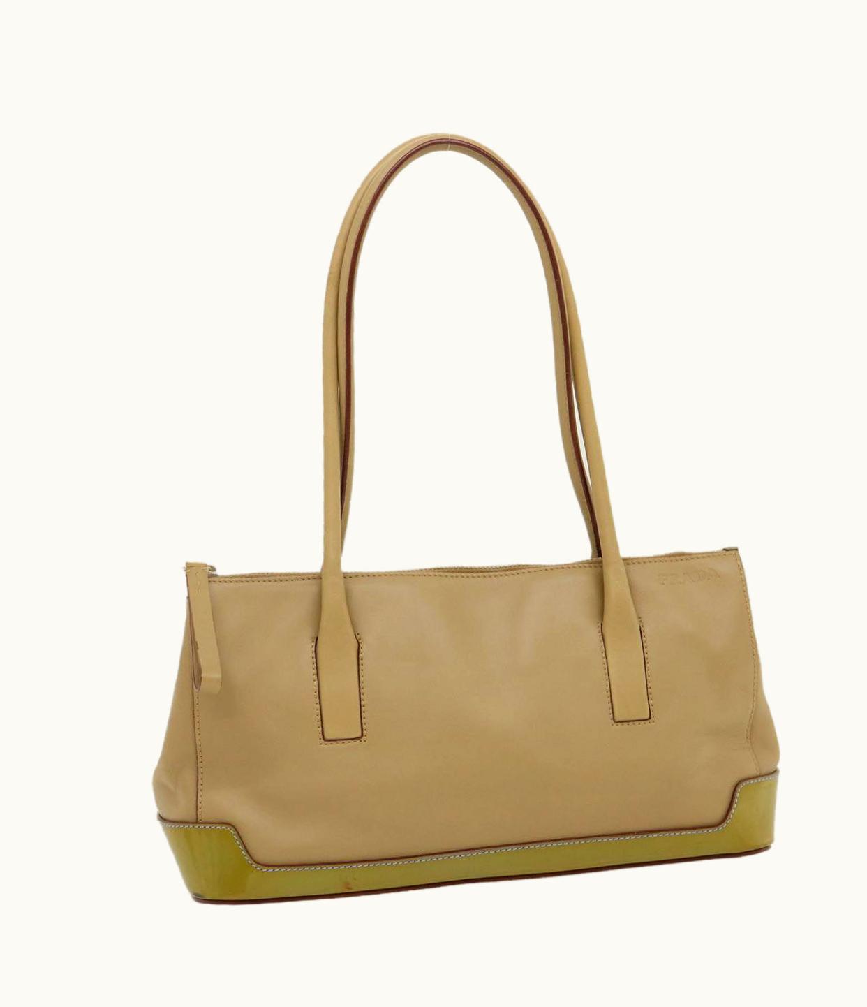 Prada Prada Hand Bag Leather Enamel Brown