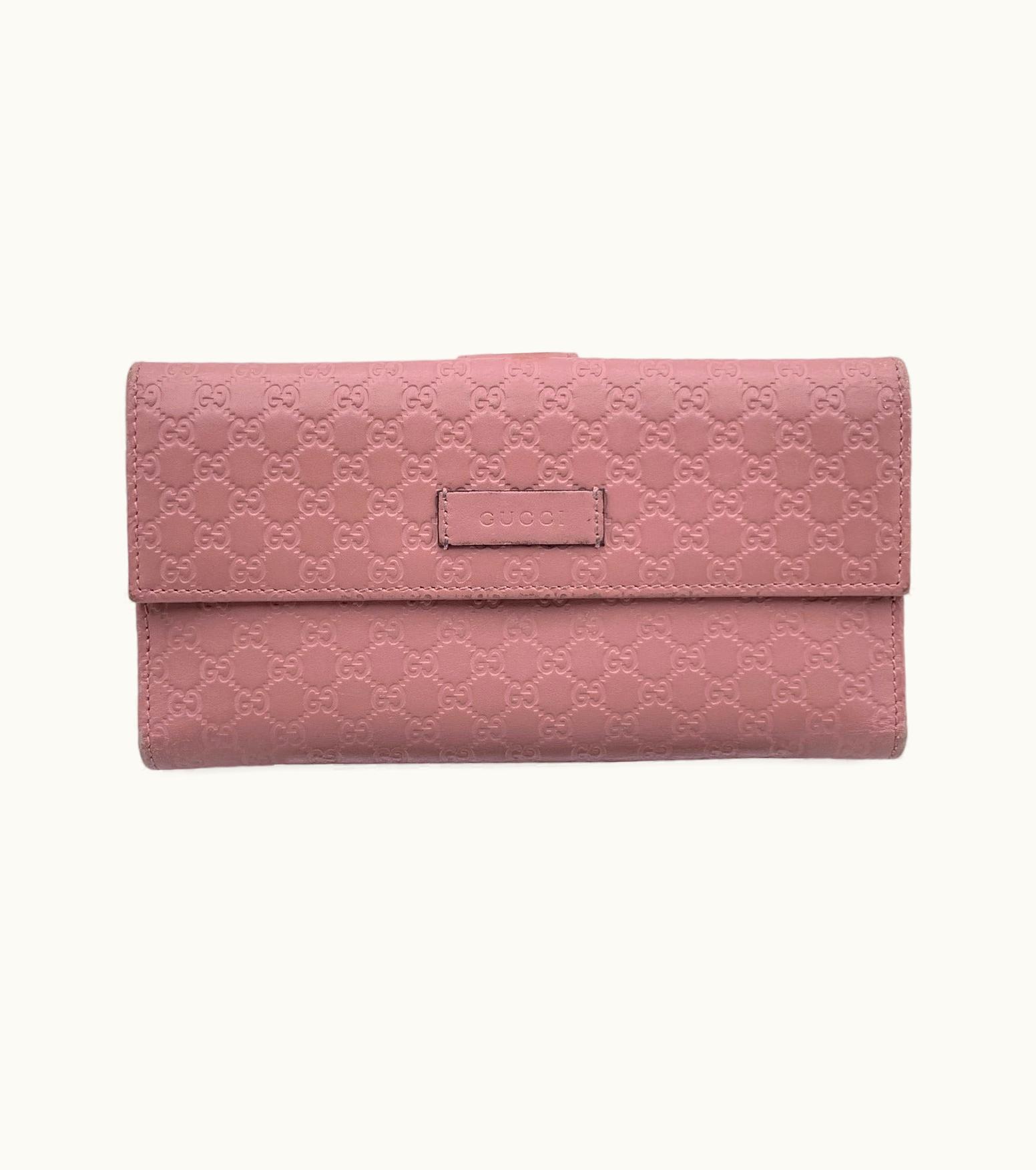Gucci Gucci Pink Microssima Leather Continental Long Wallet