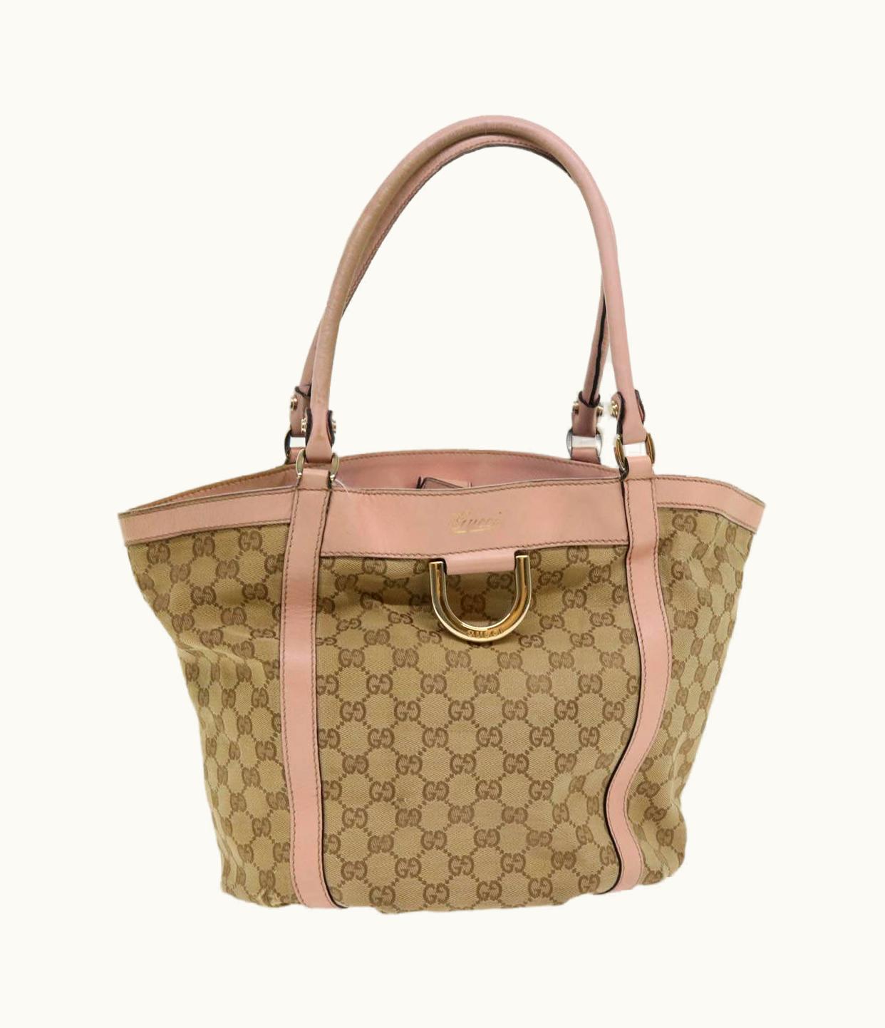 Gucci Gucci GG Canvas Tote Bag Leather Beige 211982