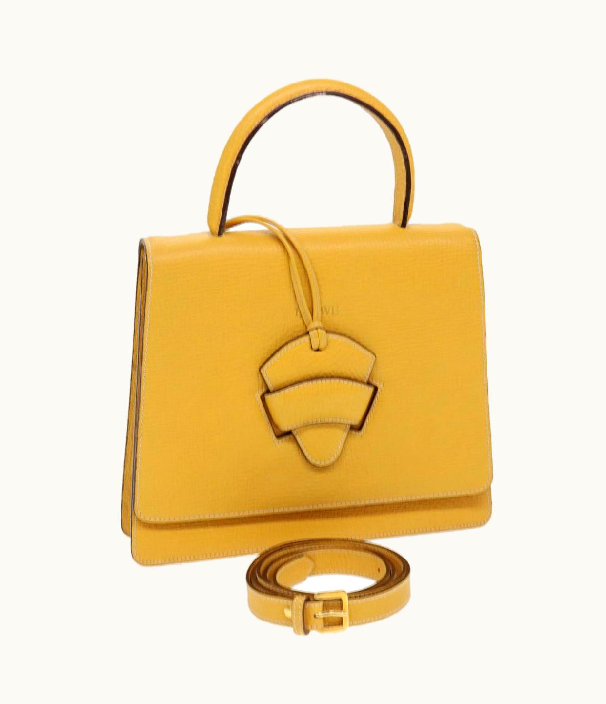 Loewe Loewe Barcelona Hand Bag Leather 2Way Yellow