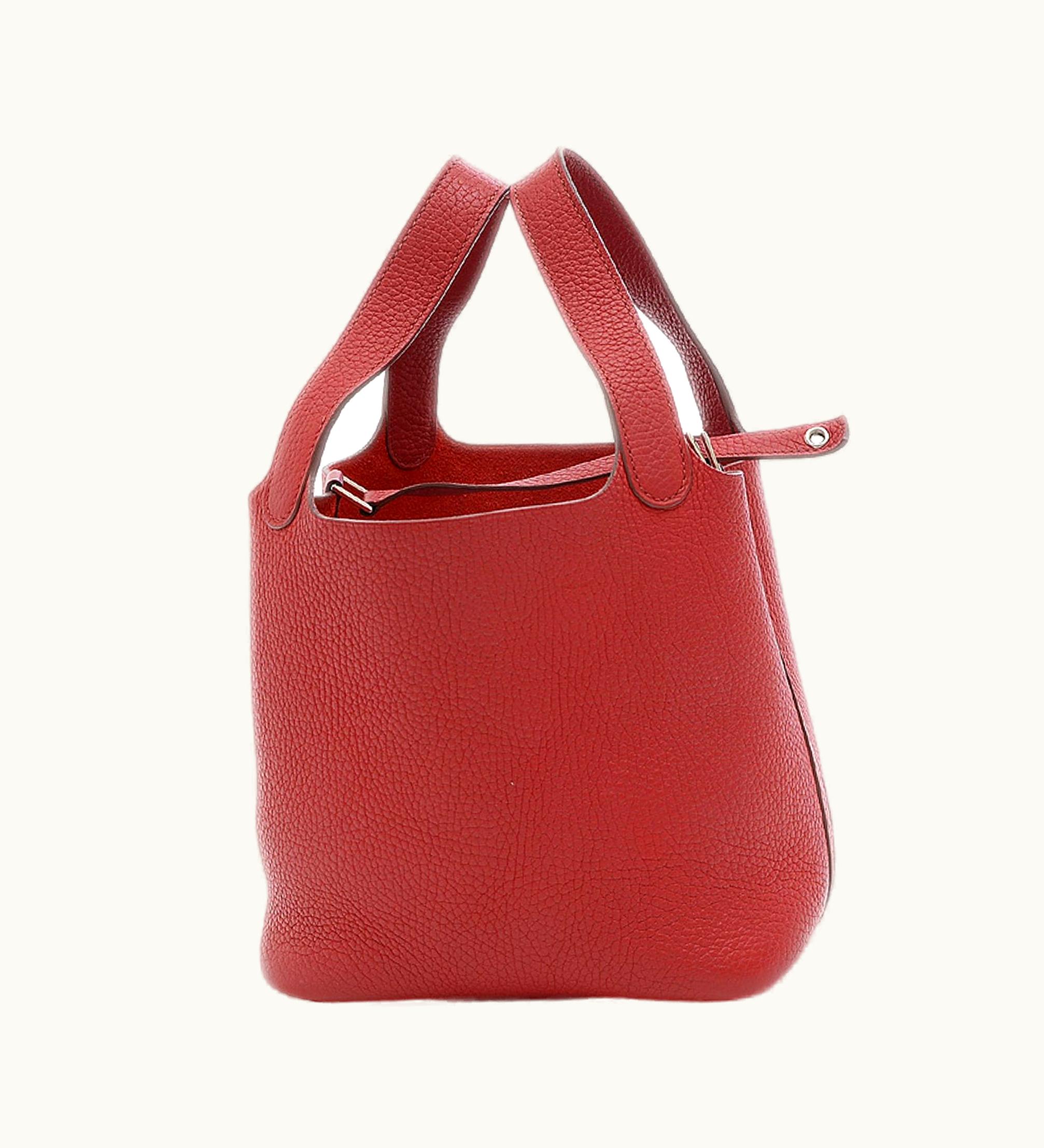Hermès Hermès Picotin Lock PM 18 Taurillon Clemence Rouge Garance Handbag Silver Hardware Q Stamp