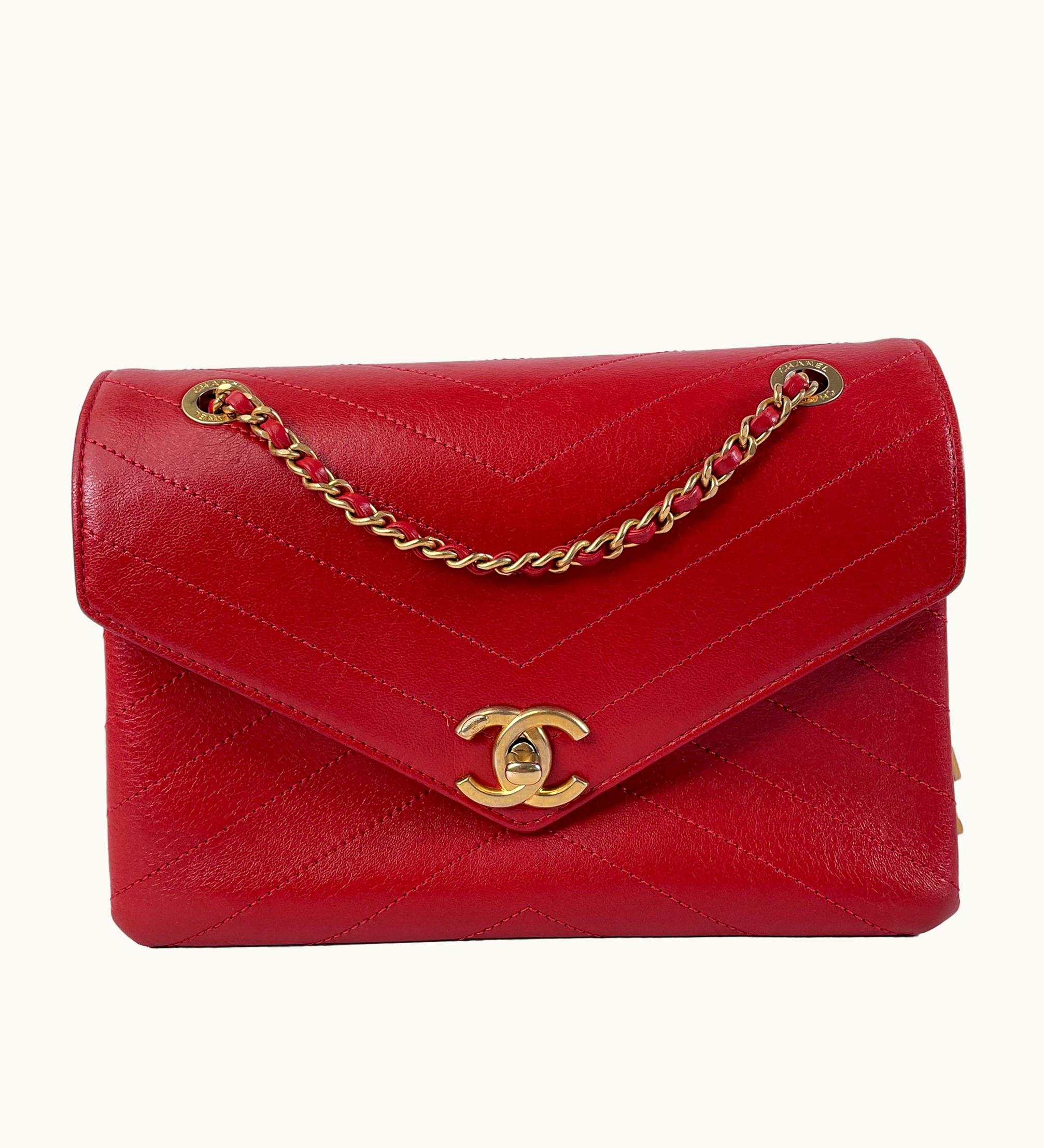 Chanel Chanel Small Lambskin Coco Chevron Envelope Flap Bag