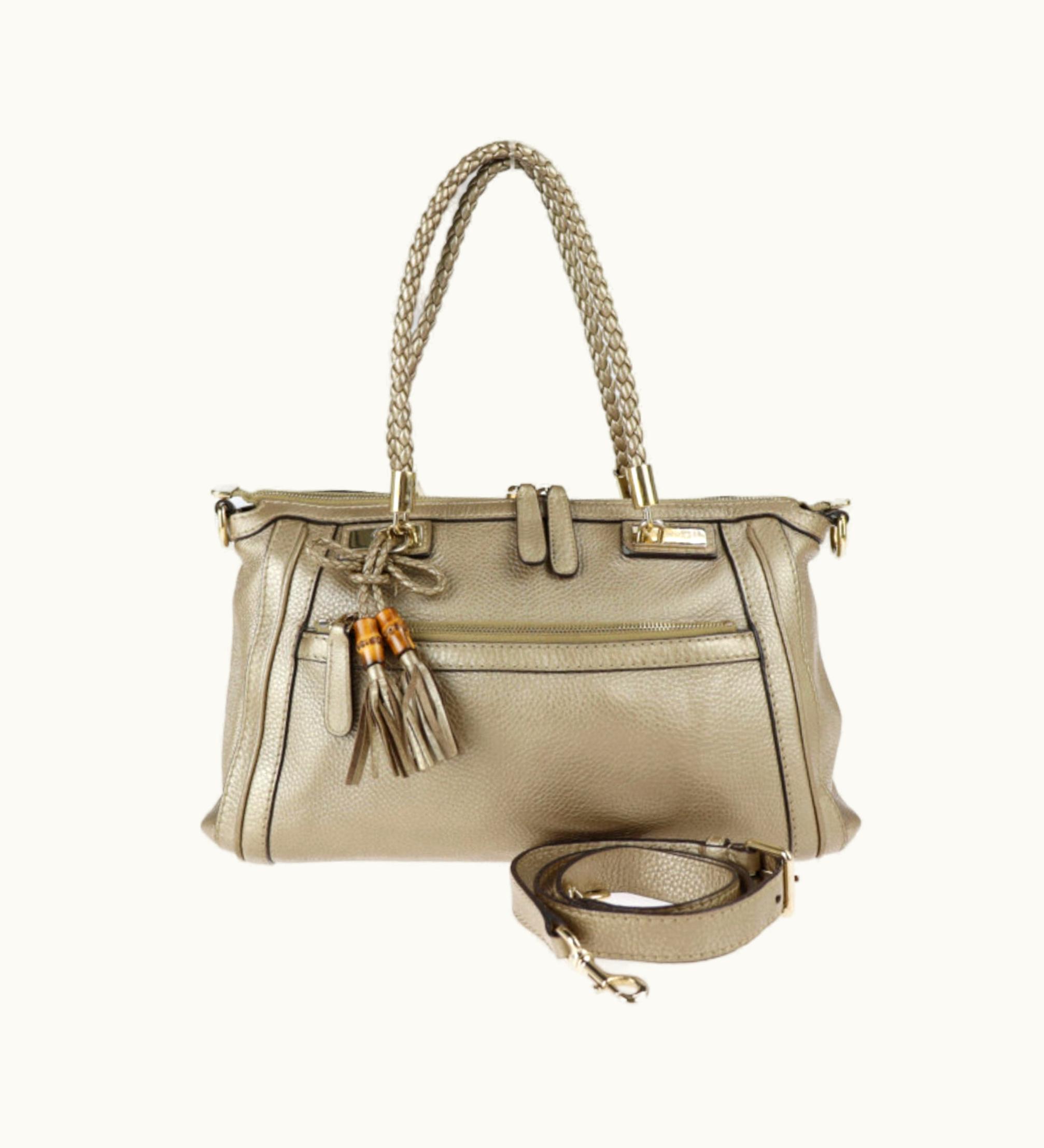 Gucci Gucci Bamboo Handbag 282300 Leather Gold Tassel 2Way Shoulder Tote Bag