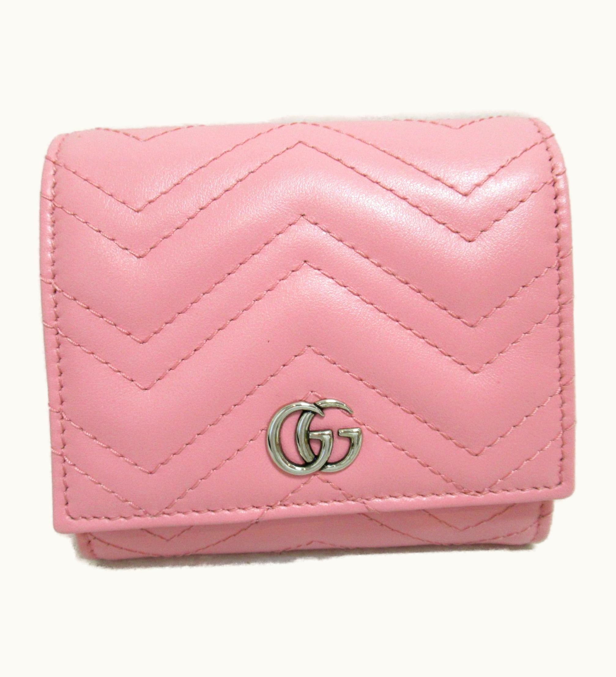 Gucci Gucci Two Fold Wallet Pink Leather GG Marmont 598629