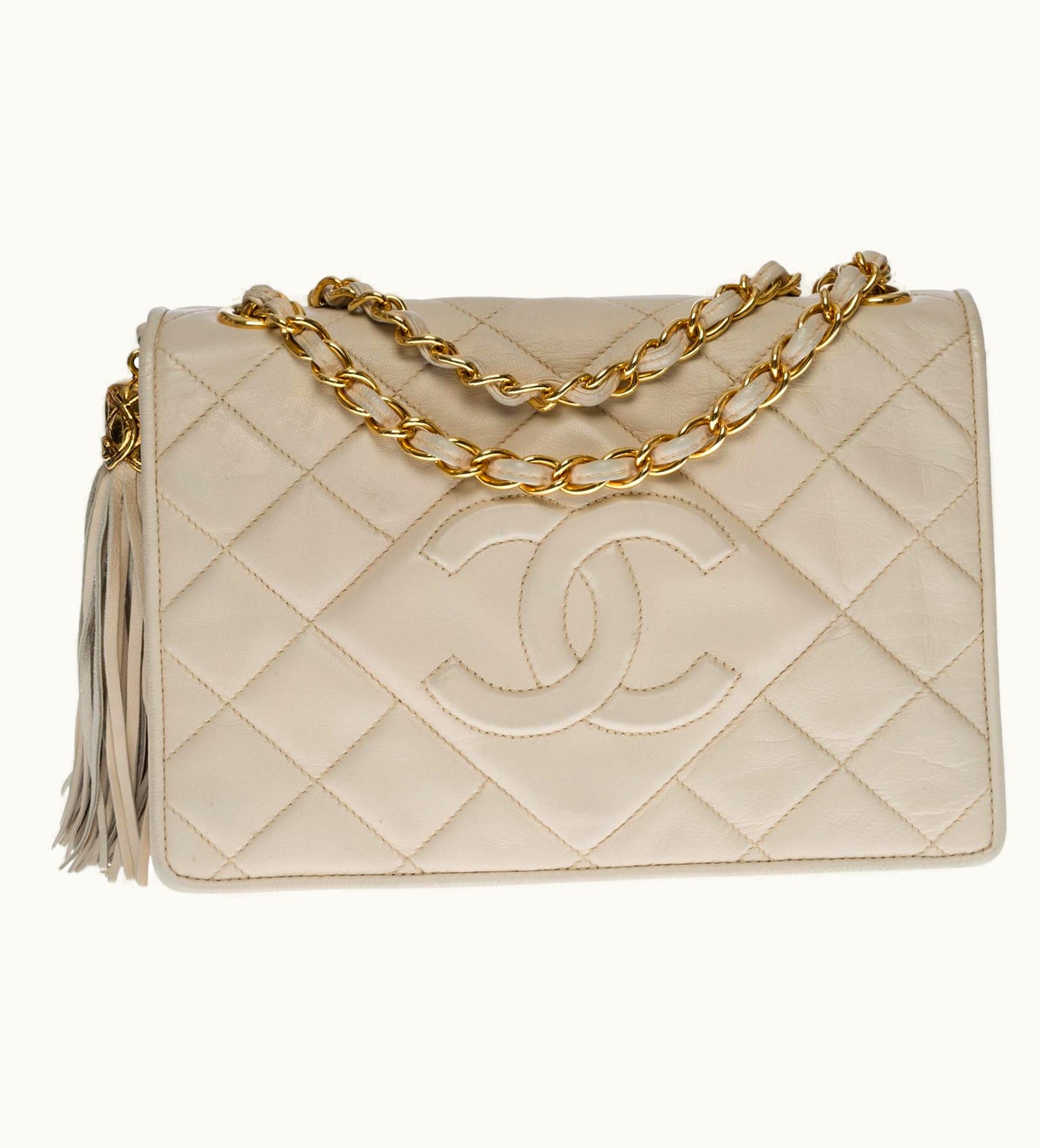 Chanel Chanel Gorgeous Classic Full Flap Shoulder Bag In White Quilted Lambskin Ghw