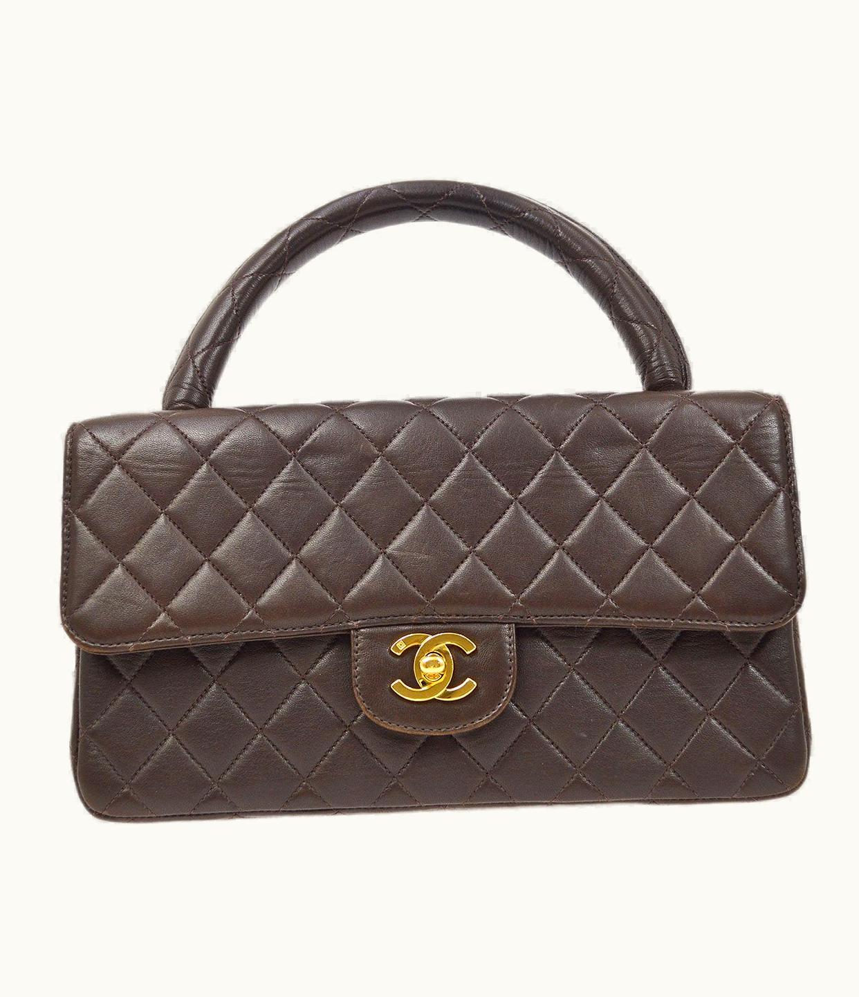 Chanel Chanel 1994 Classic Flap Handbag Medium Brown Lambskin 93062