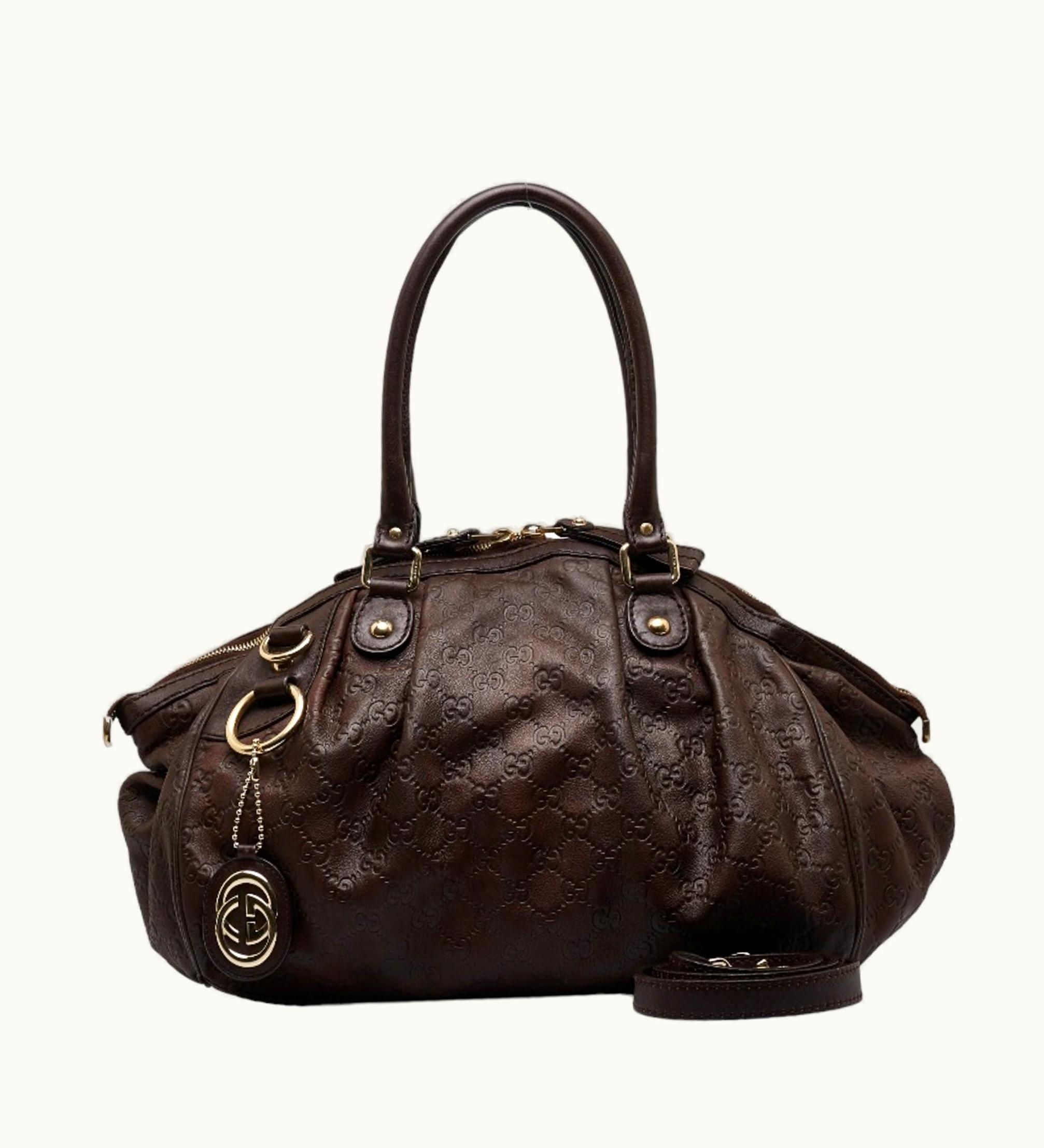 Gucci Guccisima Sookie Handbag Shoulder Bag 2Way 223974 Brown Leather Ladies