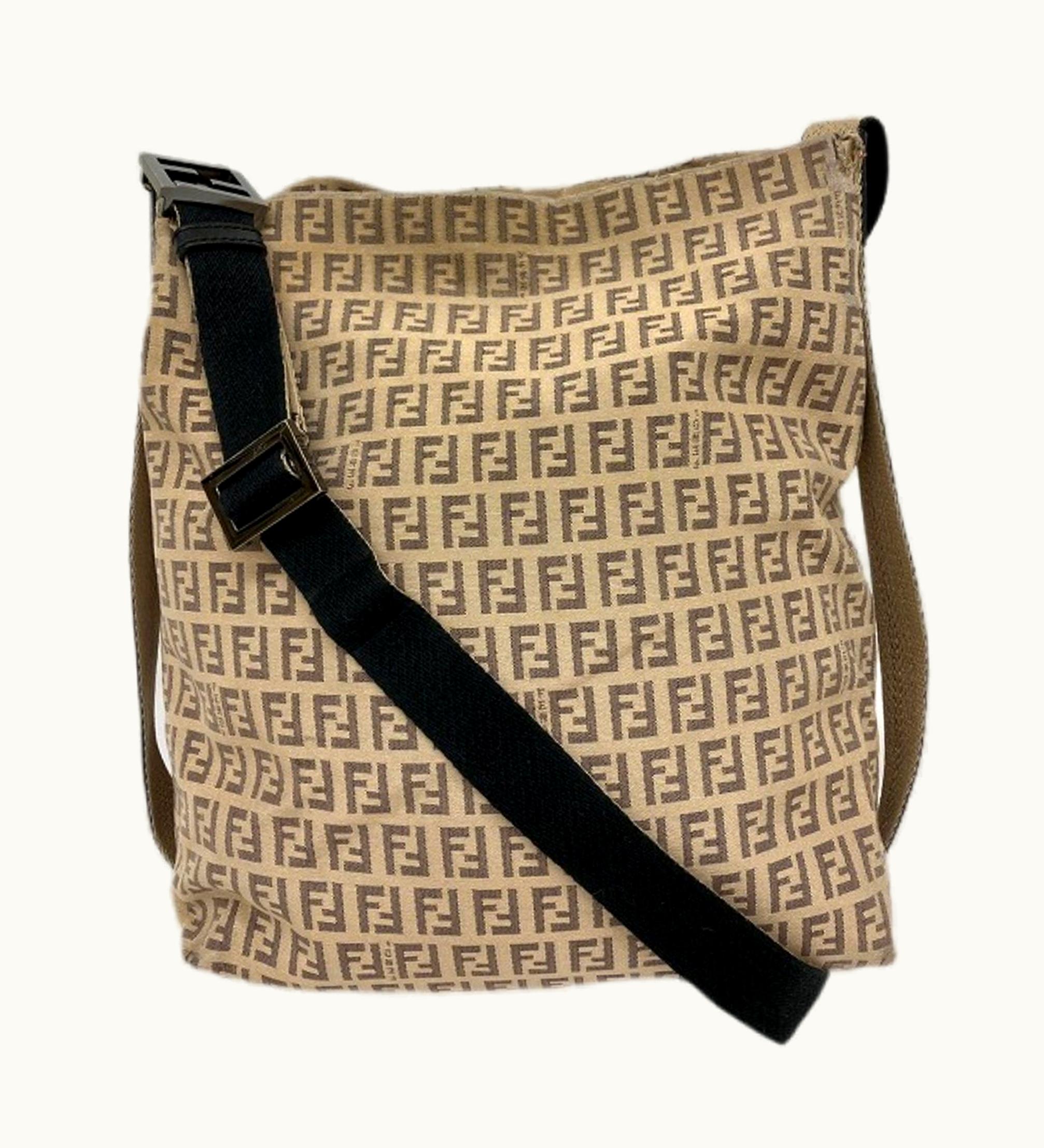 Fendi Fendi Zucchino 8Br318 Canvas Beige X Brown Bag Shoulder Women's