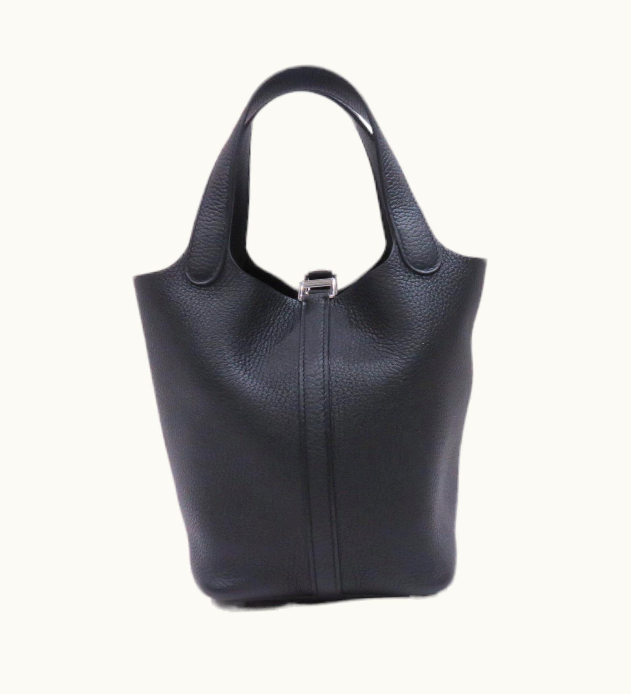 Hermès Hermès Picotin Handbag Black/Sv Hardware Taurillon Clemence Z Engraved Women's Men's