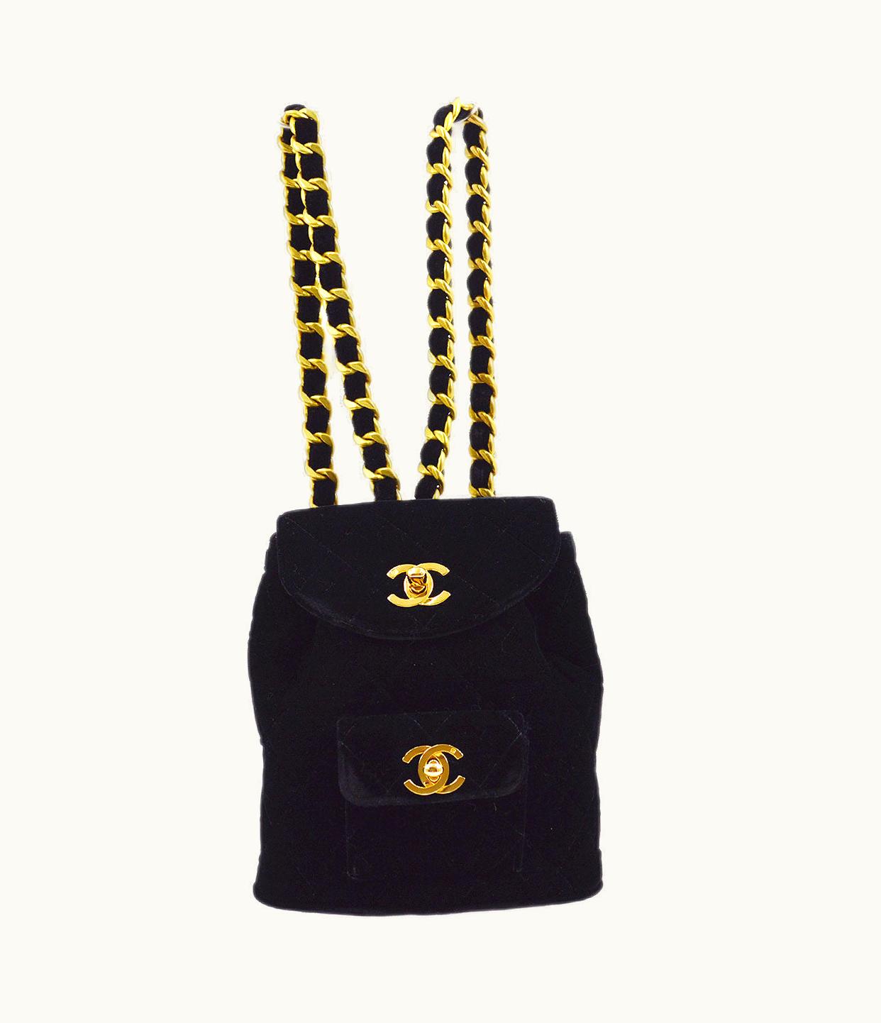 Chanel Chanel * 1994-1996 Black Velvet Duma Backpack Small 74282