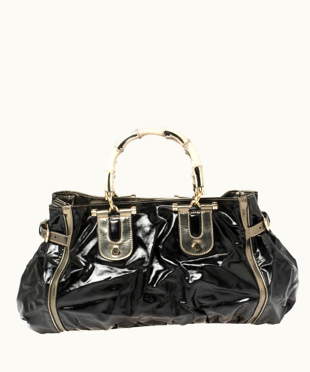 Gucci Gucci Dialux Pop Bamboo Satchel Black