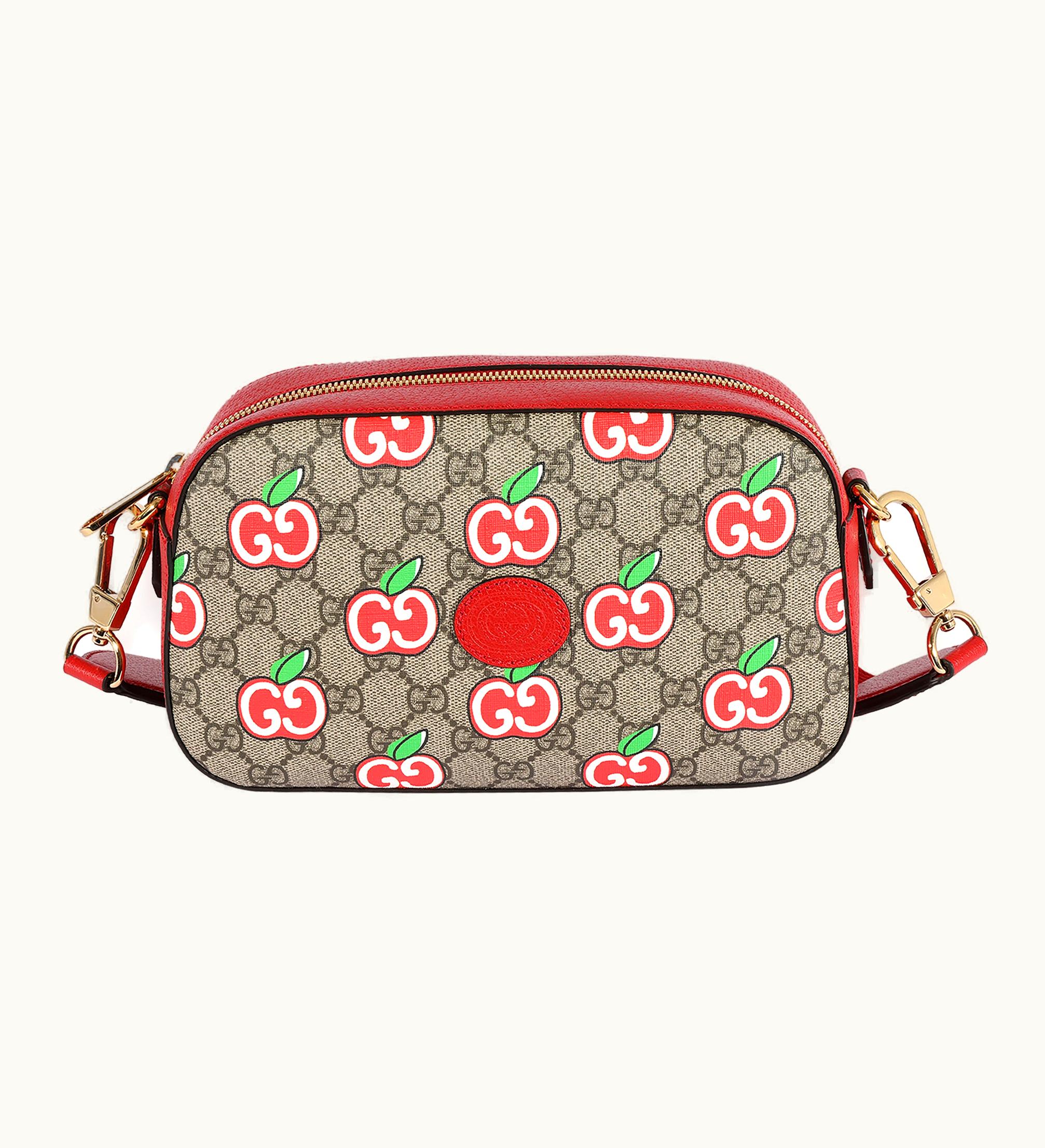Gucci Gucci GG Supreme & Red Leather Apple Shoulder Bag