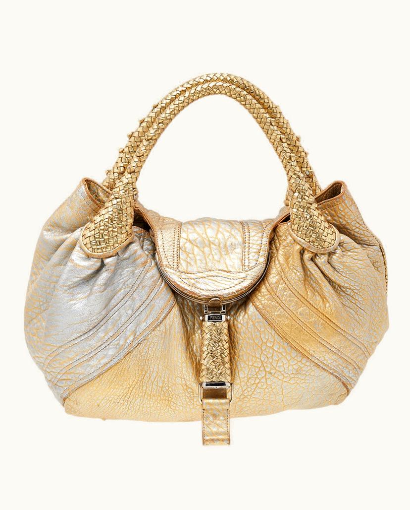 Fendi Fendi Spy Hobo Metallic Gold Leather Holographic