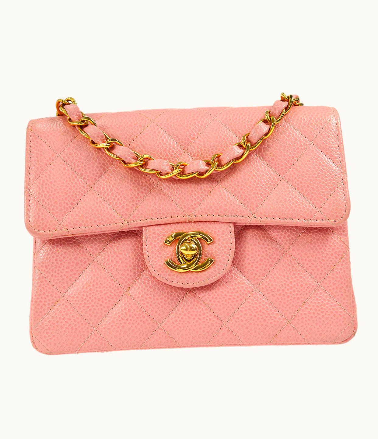 Chanel Chanel Classic Flap Mini Square Chain Shoulder Bag Pink Caviar 96634