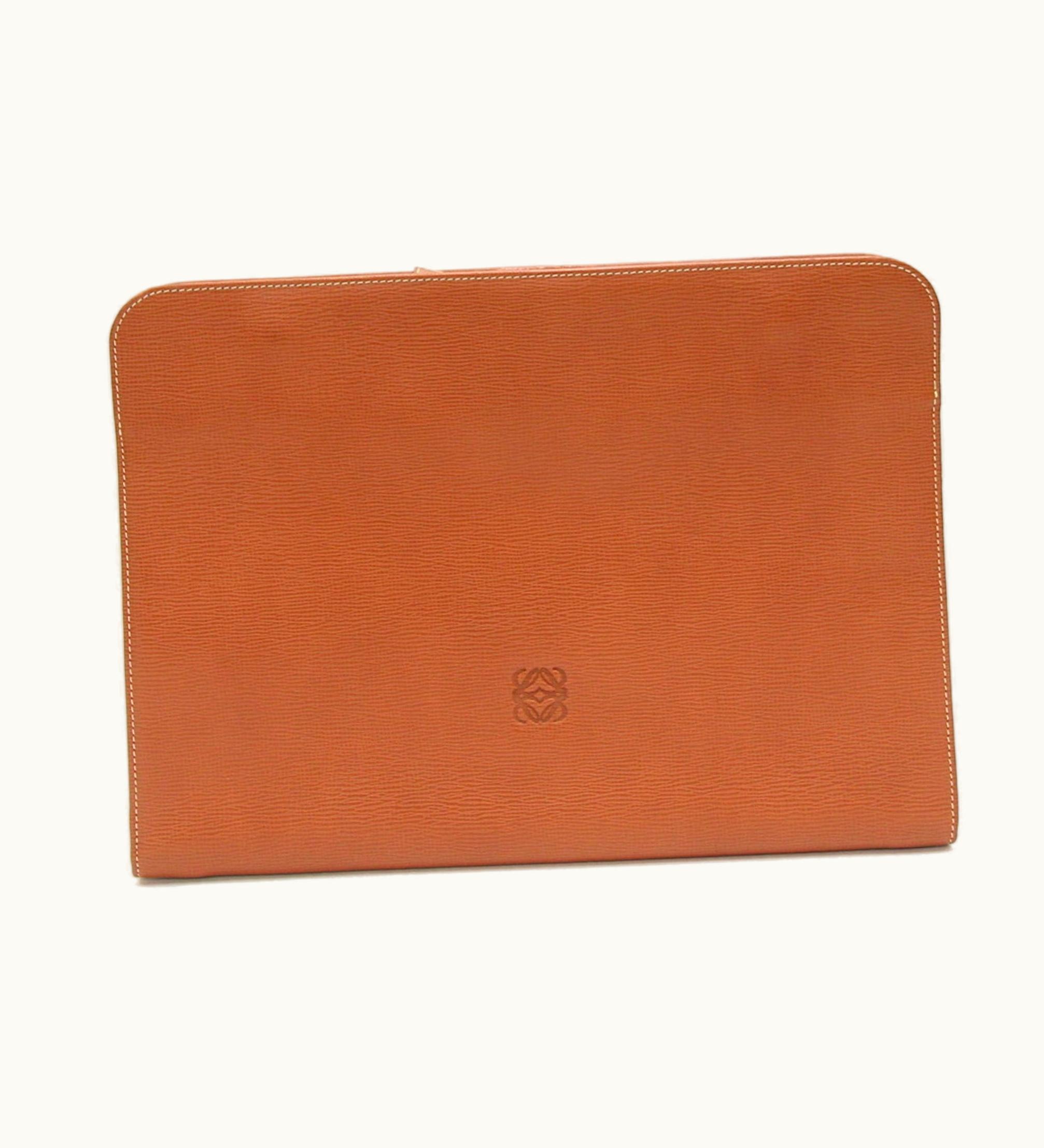 Loewe Loewe Clutch Bag Brown Leather Men's Document Round Case