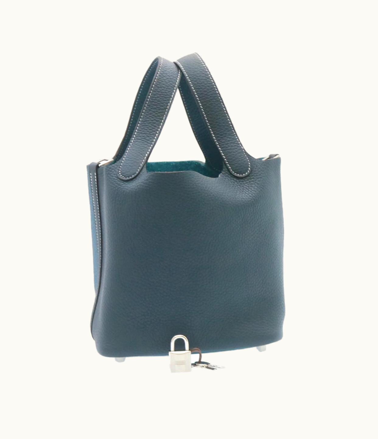 Hermès Hermès Picotin Rock 18 PM Hand Bag Taurillon Clemence Blue Green