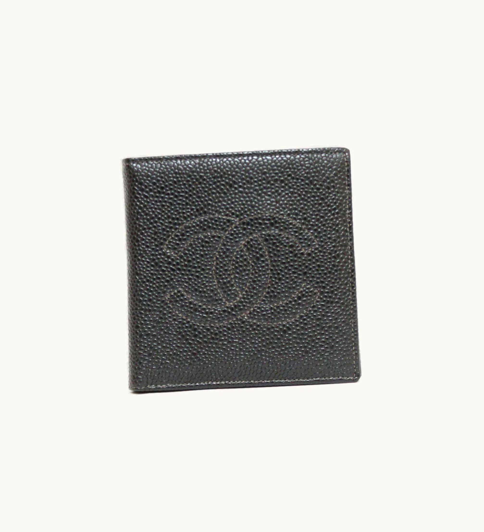 Chanel Chanel Bi-Fold Wallet Caviar Skin Coco CC Black Ladies Leather
