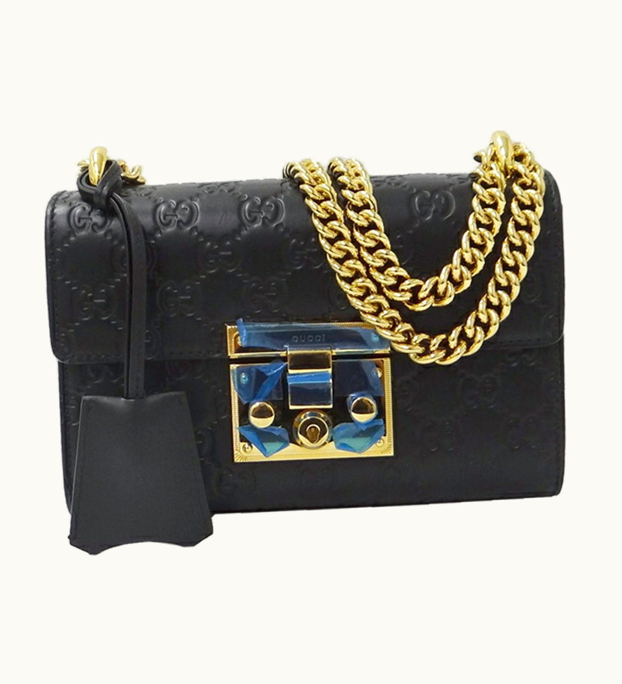 Gucci Gucci Bag Women's Shima Shoulder Leather Chain Black 409487 Padlock