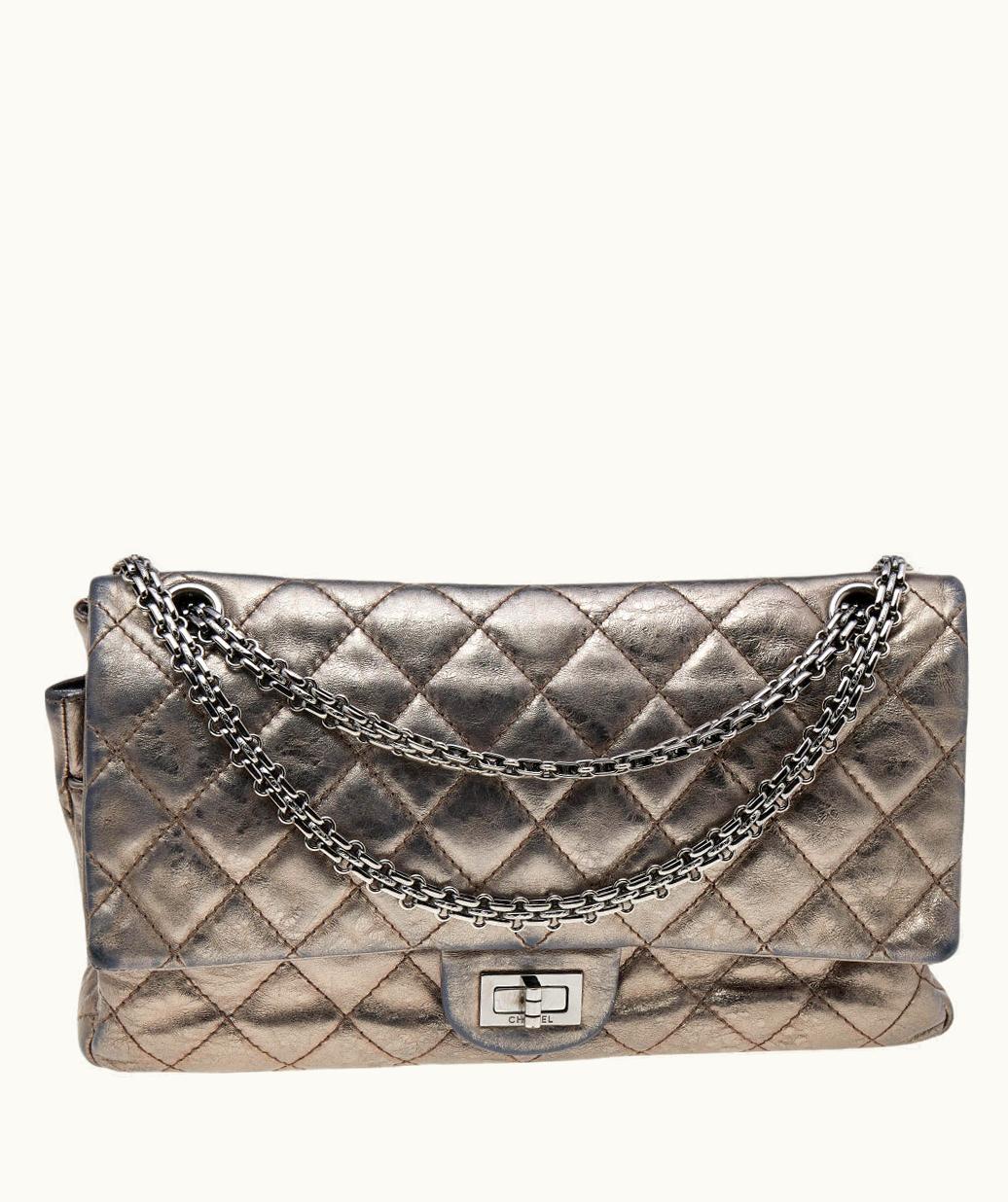 Chanel Chanel Reissue 2.55 Classic 226 Flap Bag in Metallic Grey Quilted Leather