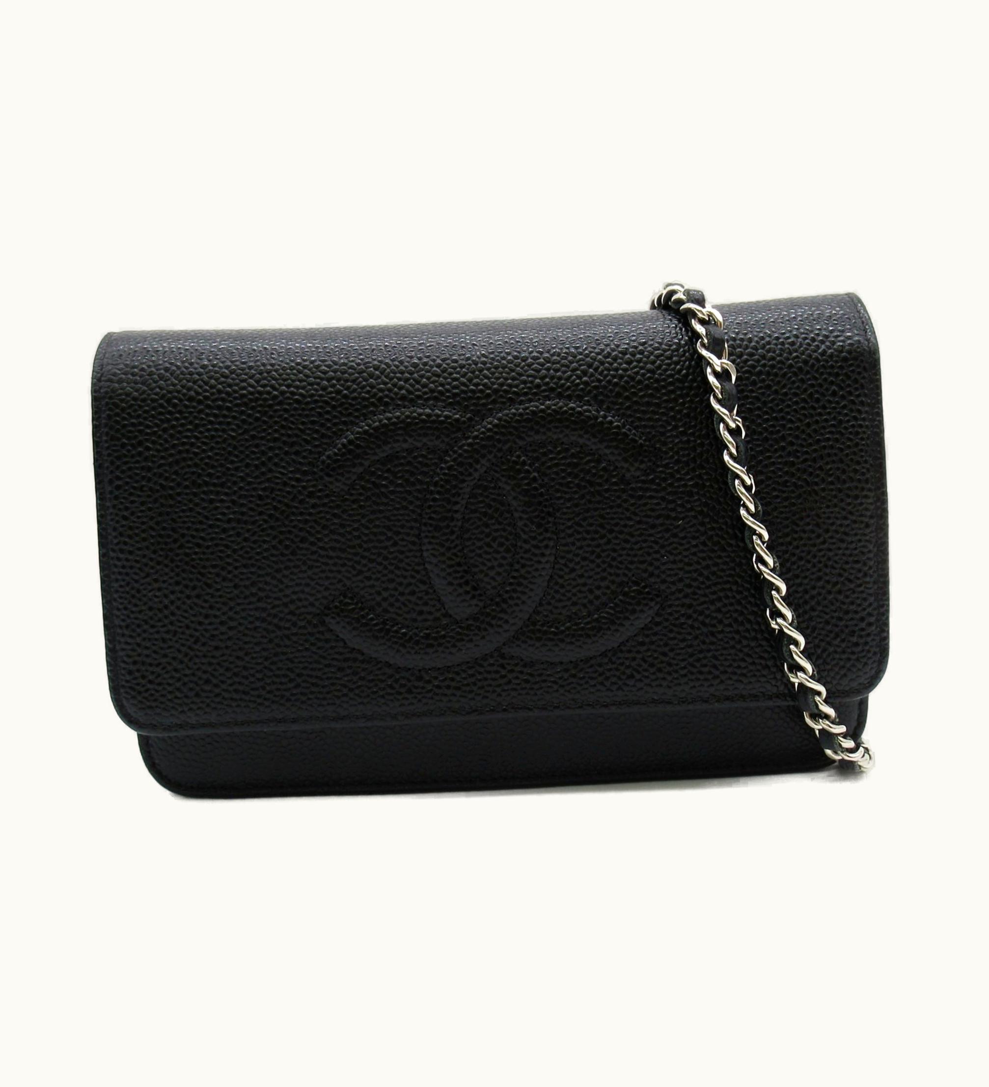 Chanel Chanel Chain Wallet Shoulder Bag Black Caviar Skin Grained Calf Luxe Edition