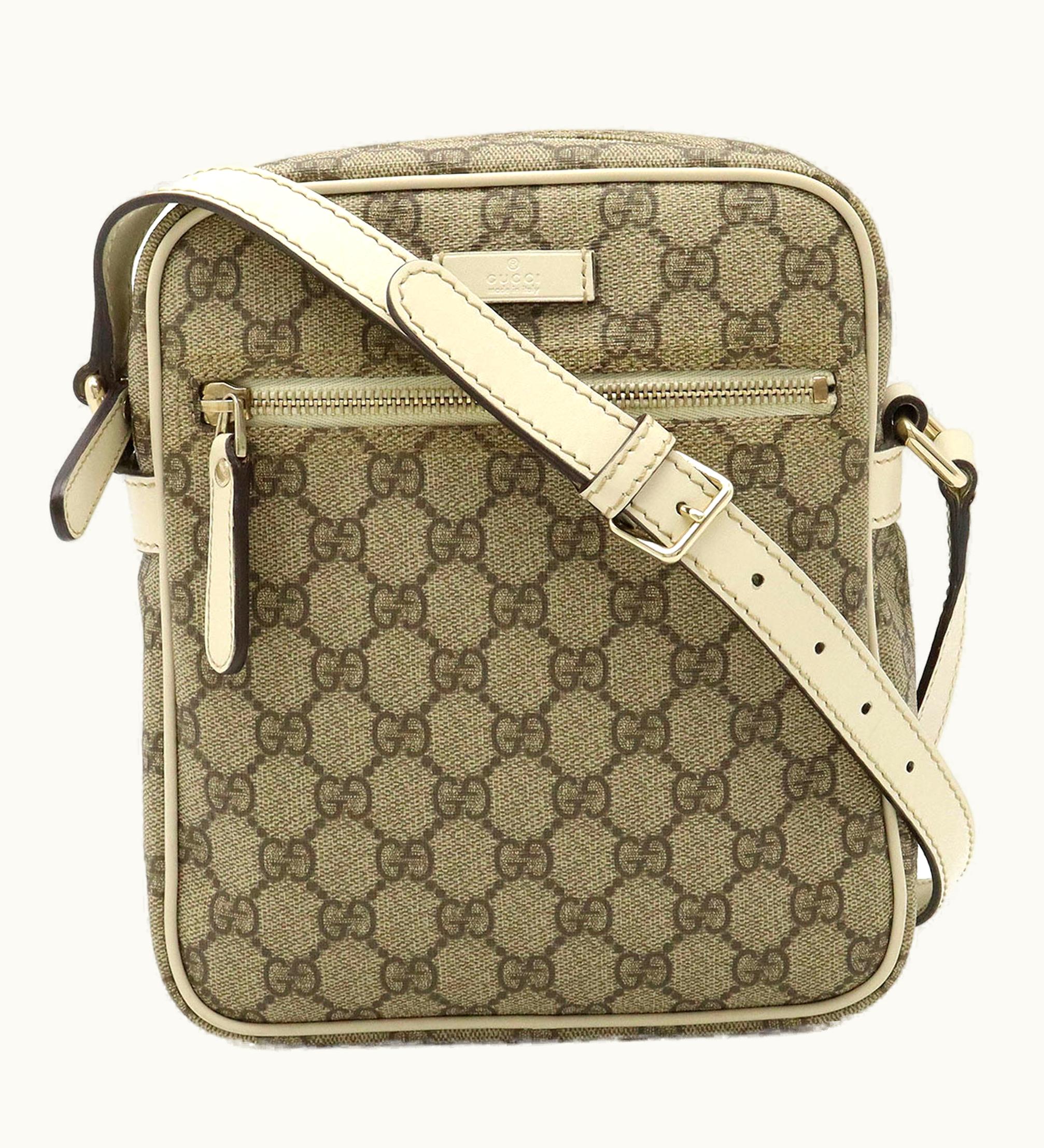 Gucci Gucci GG Plus Supreme Shoulder Bag Pochette Pvc Leather Khaki Beige Brown Ivory 233268