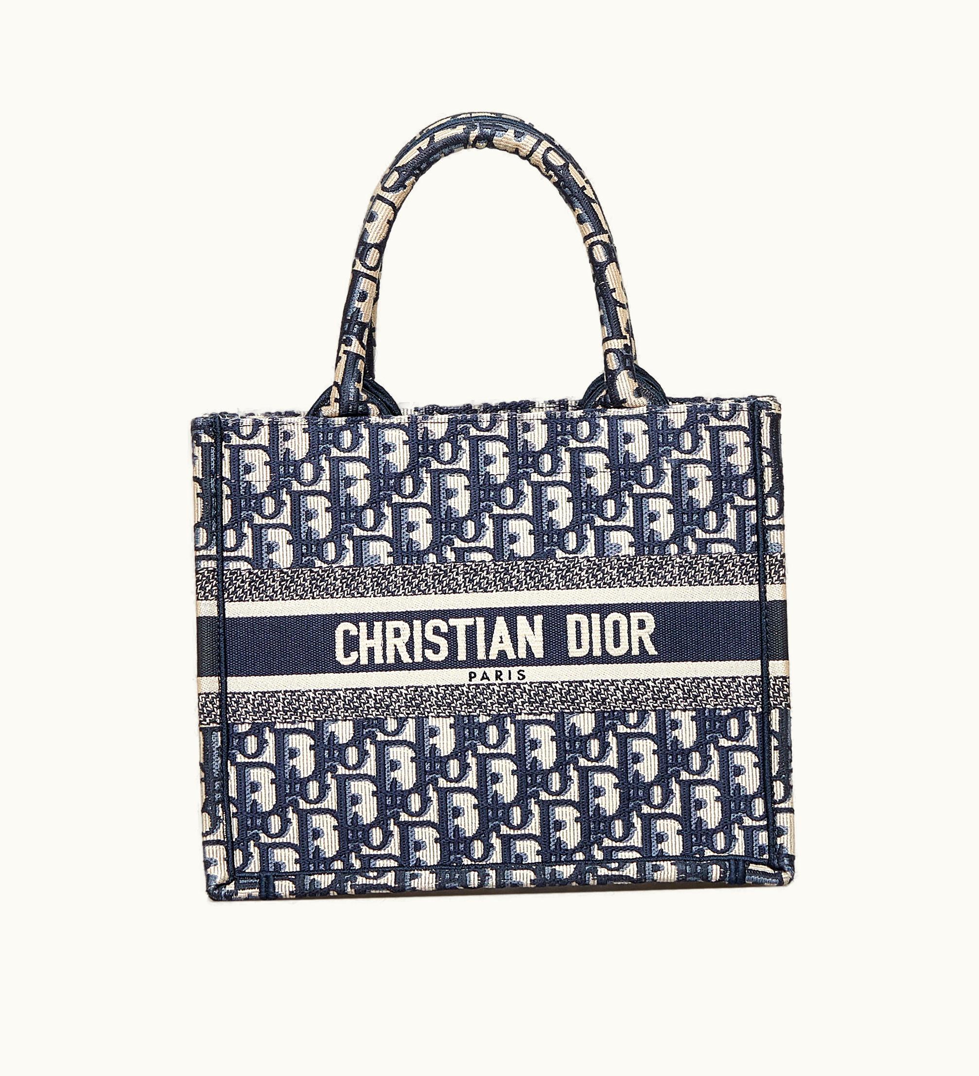 Dior Dior Small Oblique Book Tote Canvas Tote Bag Black