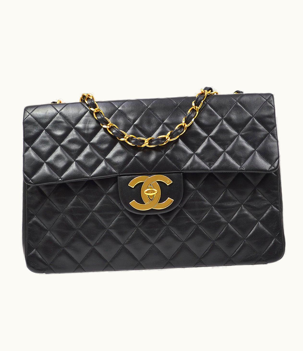 Chanel Chanel 1994-1996 Classic Flap Maxi Black Lambskin 70689