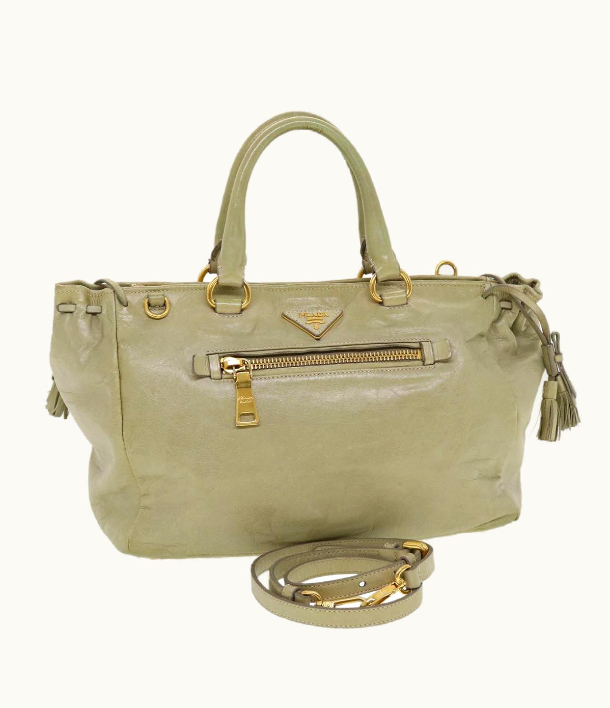 Prada Prada Hand Bag Leather 2Way Shoulder Bag Gray