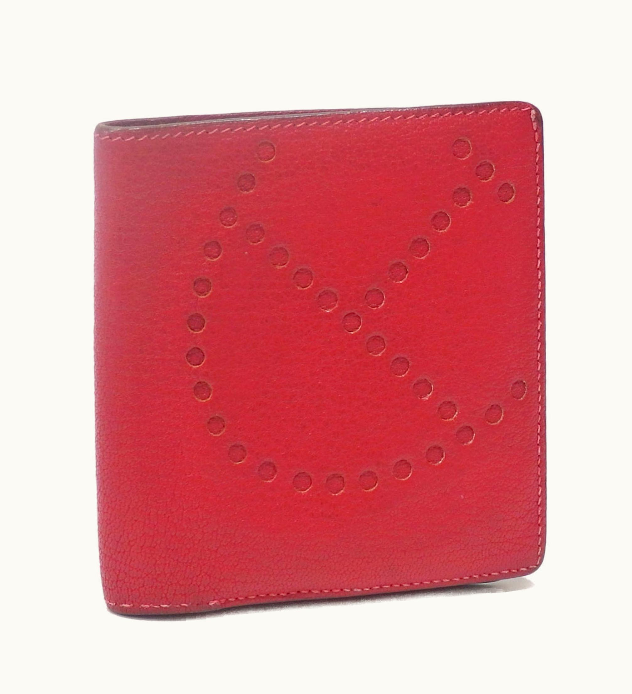Hermès Hermès Evelyne Folio Wallet Women's Rouge Kazak Chevre Hermes Leather