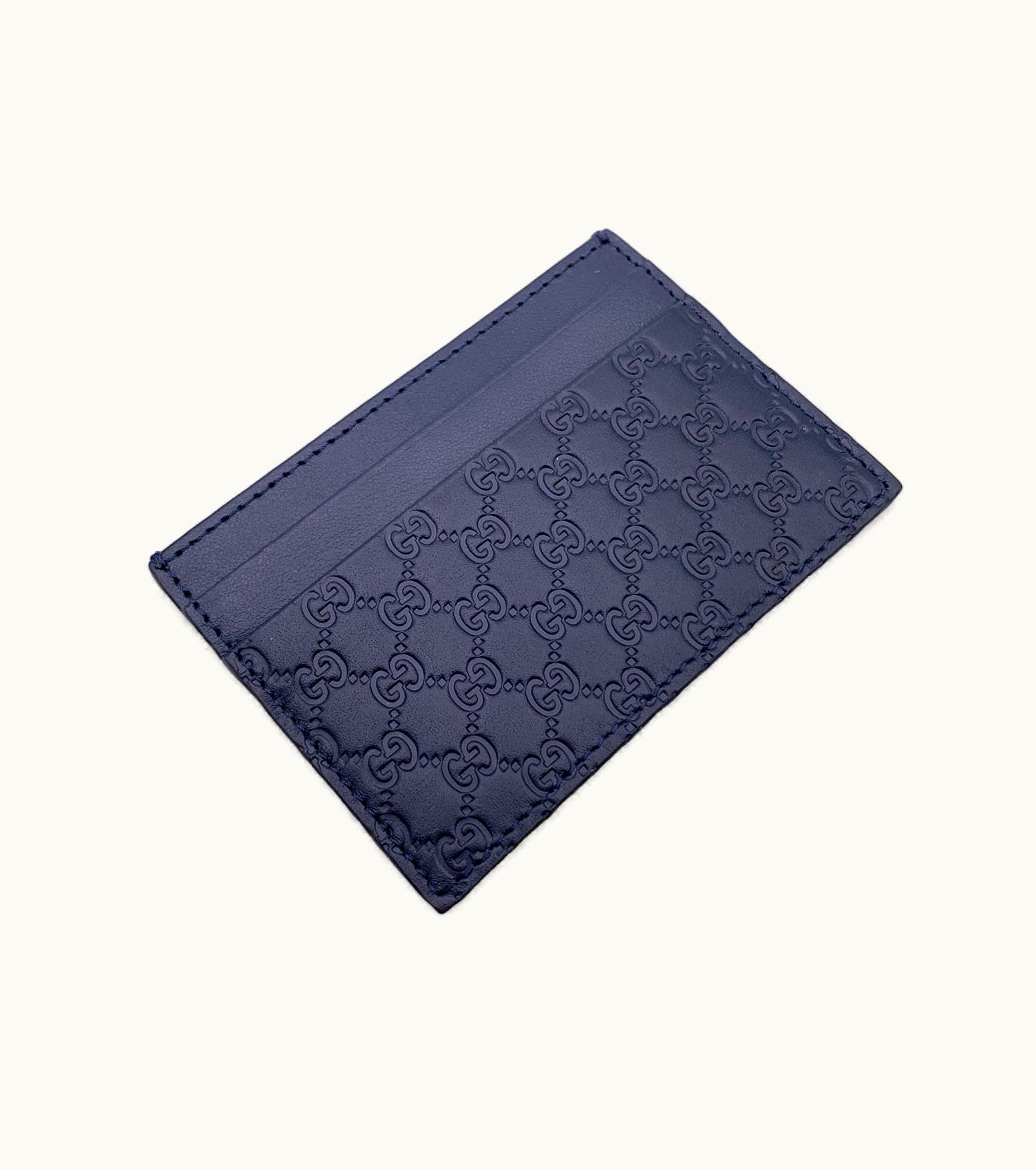 Gucci Gucci Blue Microssima Leather Credit Card Case Holder Wallet