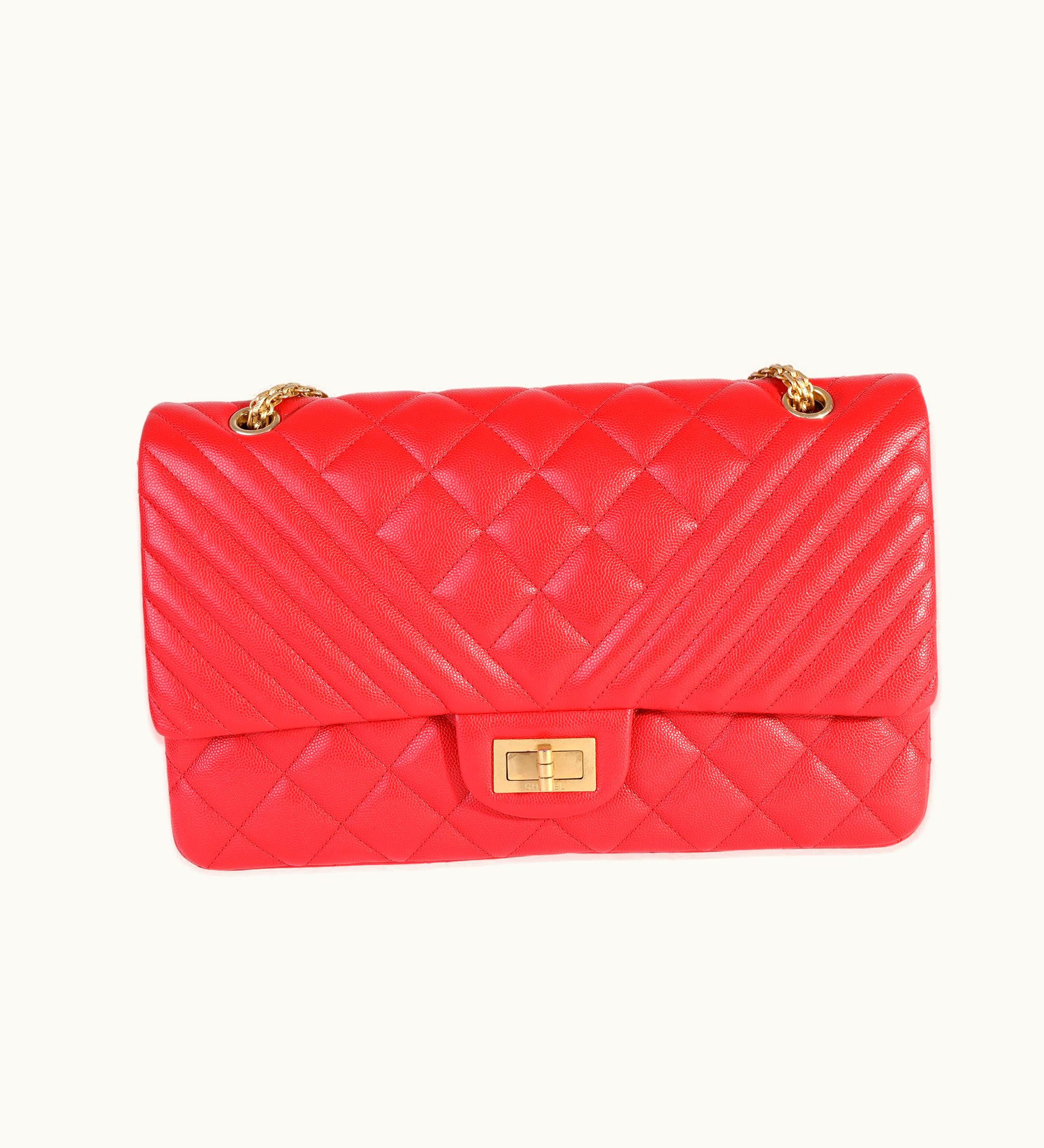 Chanel Chanel Red Quilted Caviar Reissue 2.55 227 Double Flap Bag