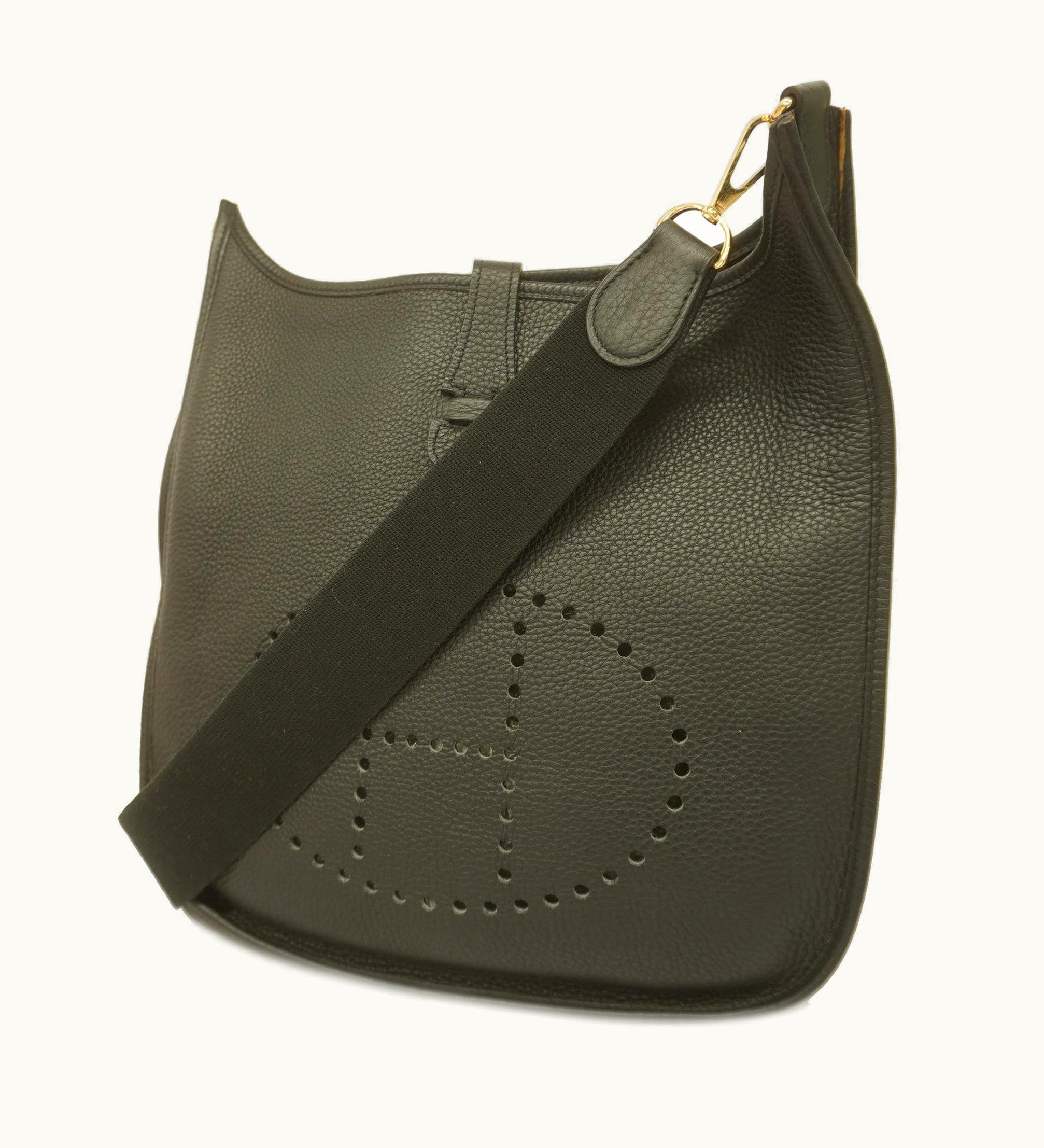 Hermès Hermès   Evelyne1 K Stamp Taurillon Clemence Leather Shoulder Bag Black