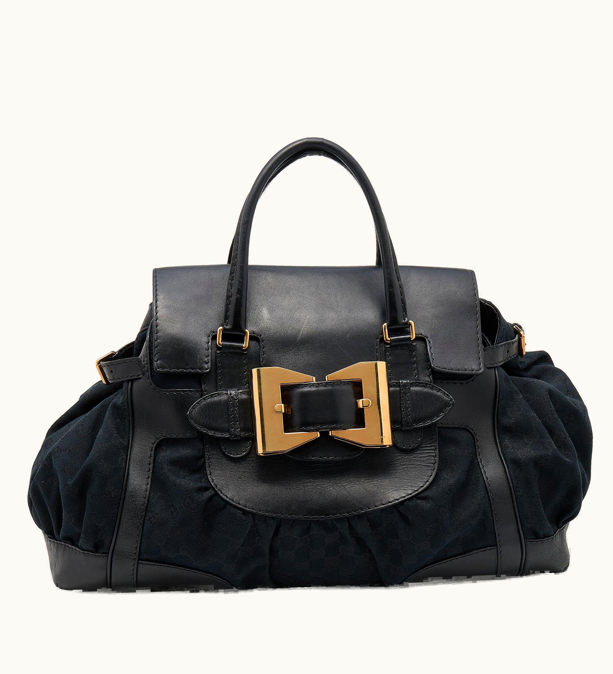 Gucci Gucci Black GG Canvas And Leather Large Queen Tote