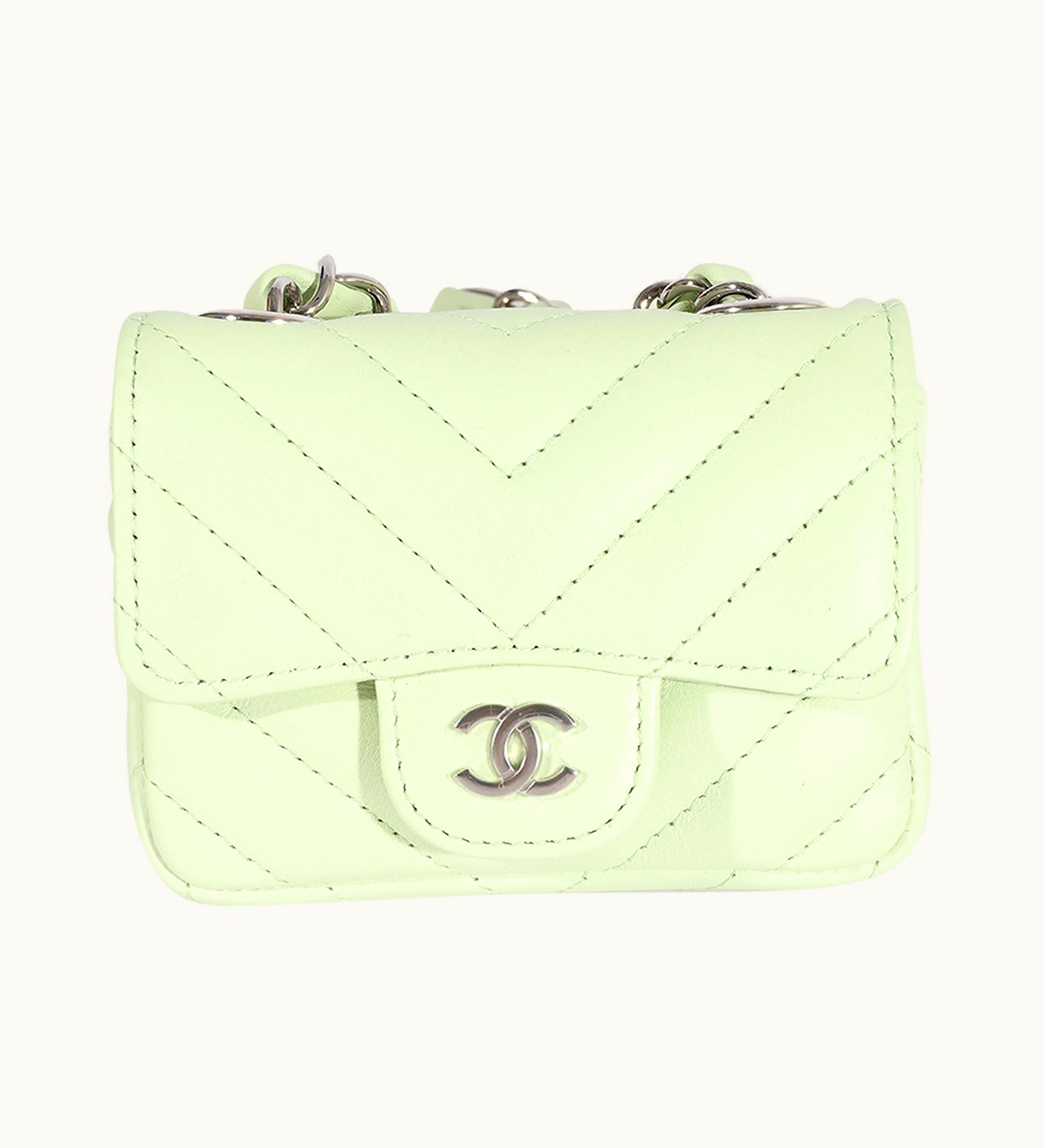Chanel Chanel Light Green Chevron Quilted Flap Belt Bag