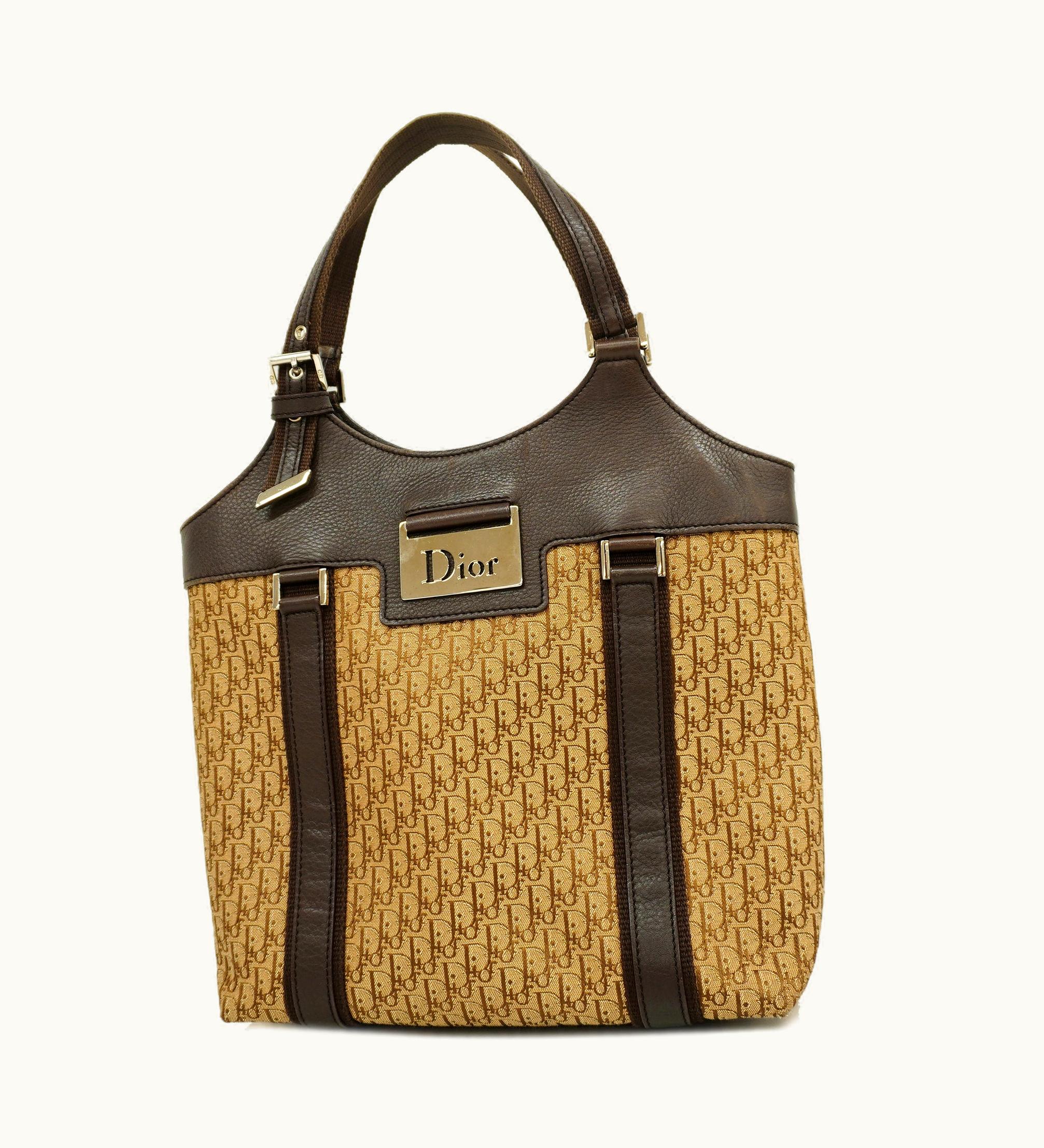 Dior Christian Dior Trotter Tote Bag Beige Canvas and Leather