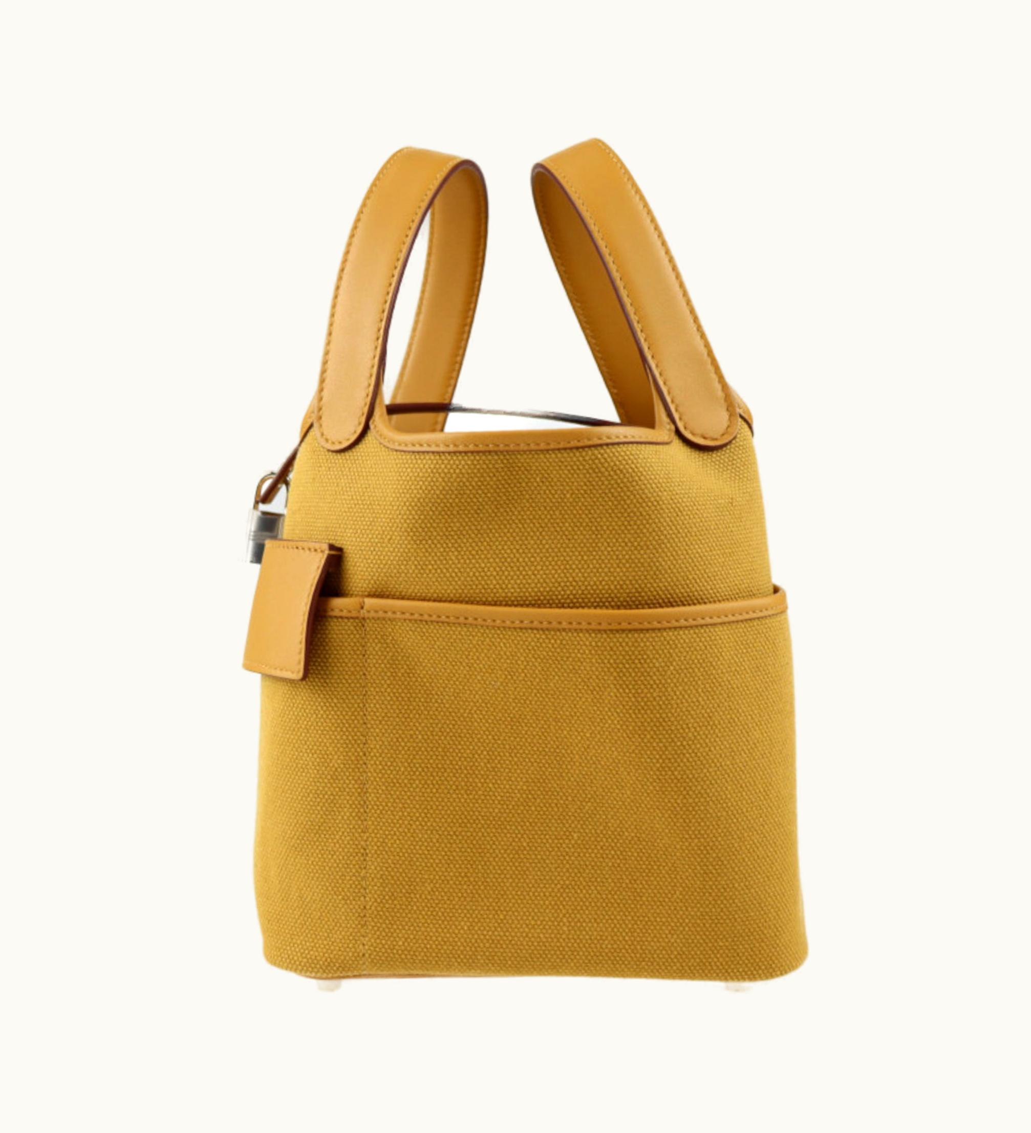 Hermès Hermès Picotin Lock Cargo PM 18 Handbag Toile Goelan X Vaux Swift Desaire Sesame Silver Metal Fittings Z Engraved