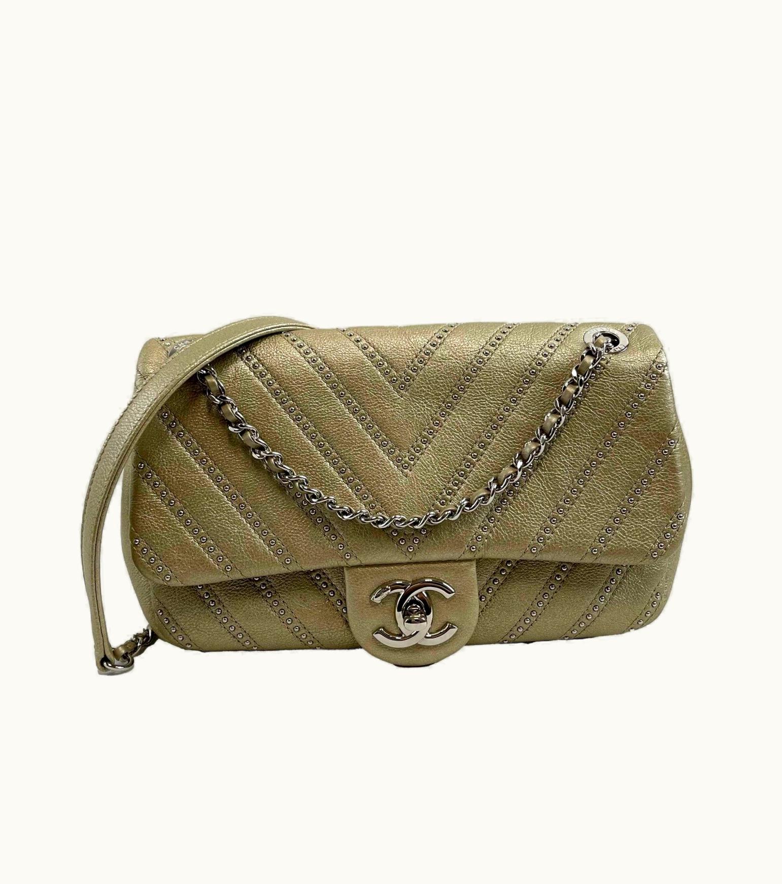 Chanel Chanel V Stitch Mini Chevron Stud Wars 2017 Metallic Gold Crossbody Shoulder Bag