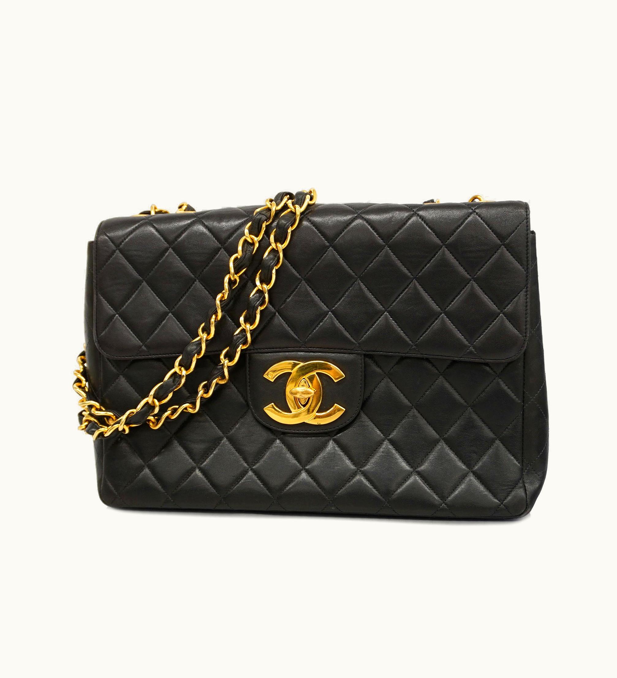 Chanel Chanel Big Matelasse W Chain Women's Leather Shoulder Bag Black
