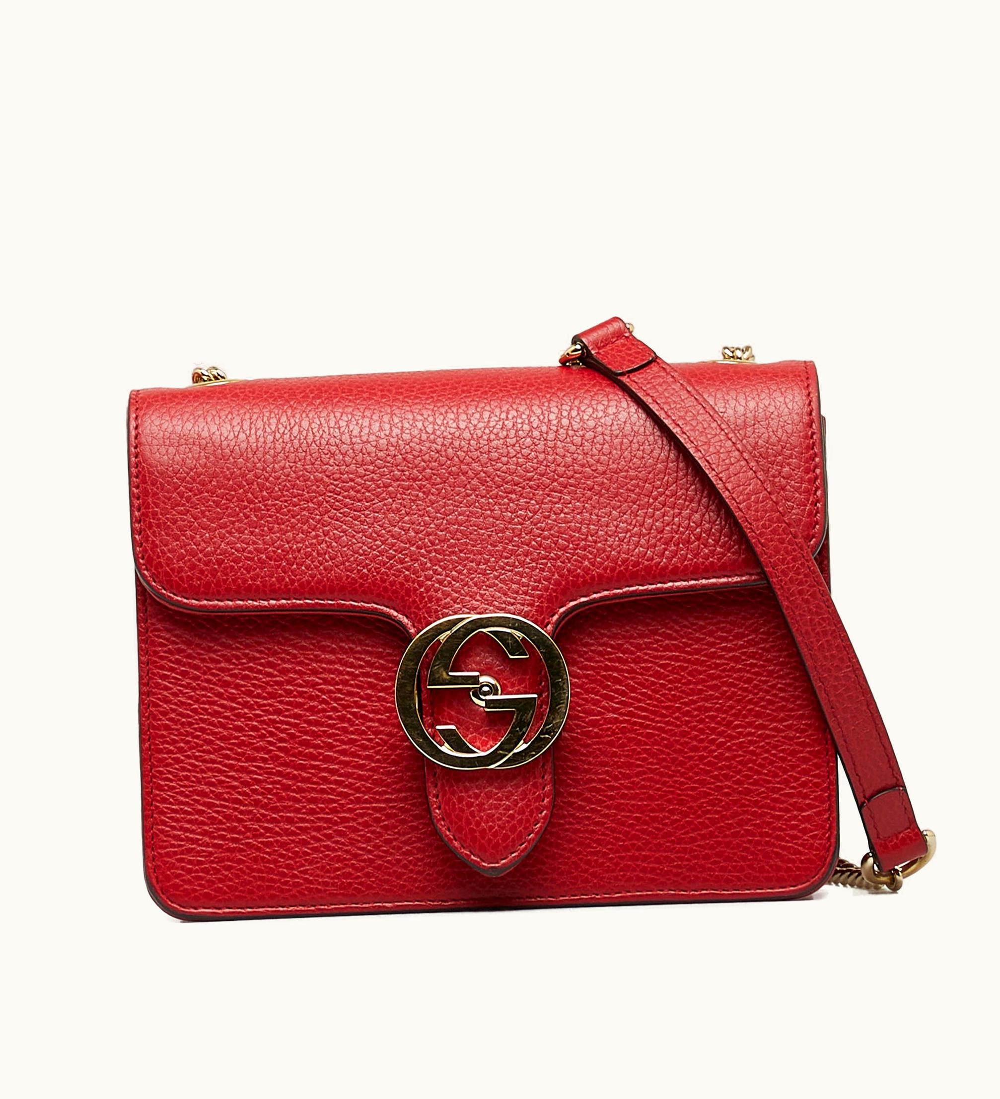 Gucci Gucci Interlocking G Leather Crossbody Bag Black