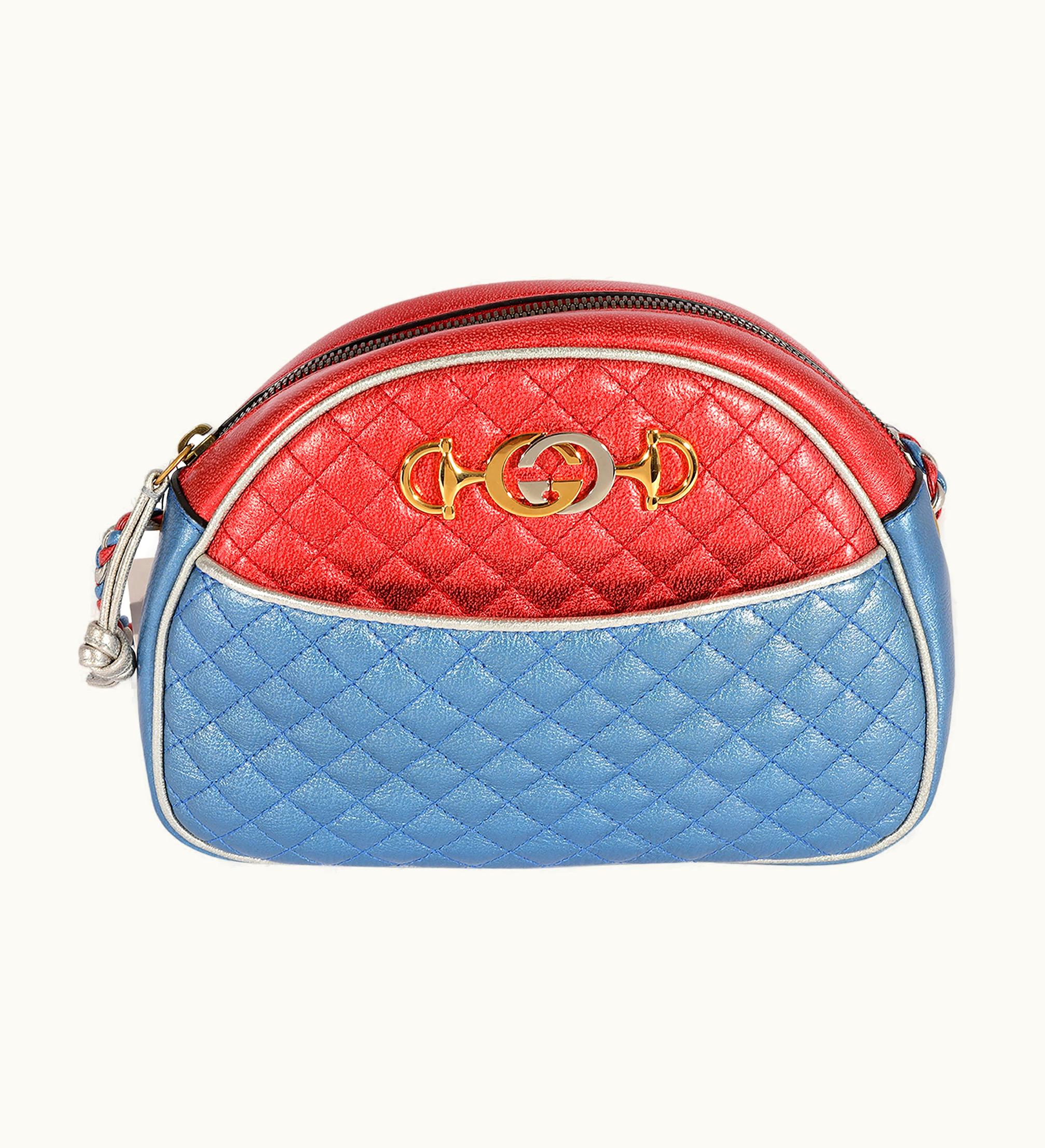 Gucci Gucci Metallic Blue & Multicolor Nappa Trapuntata Shoulder Bag